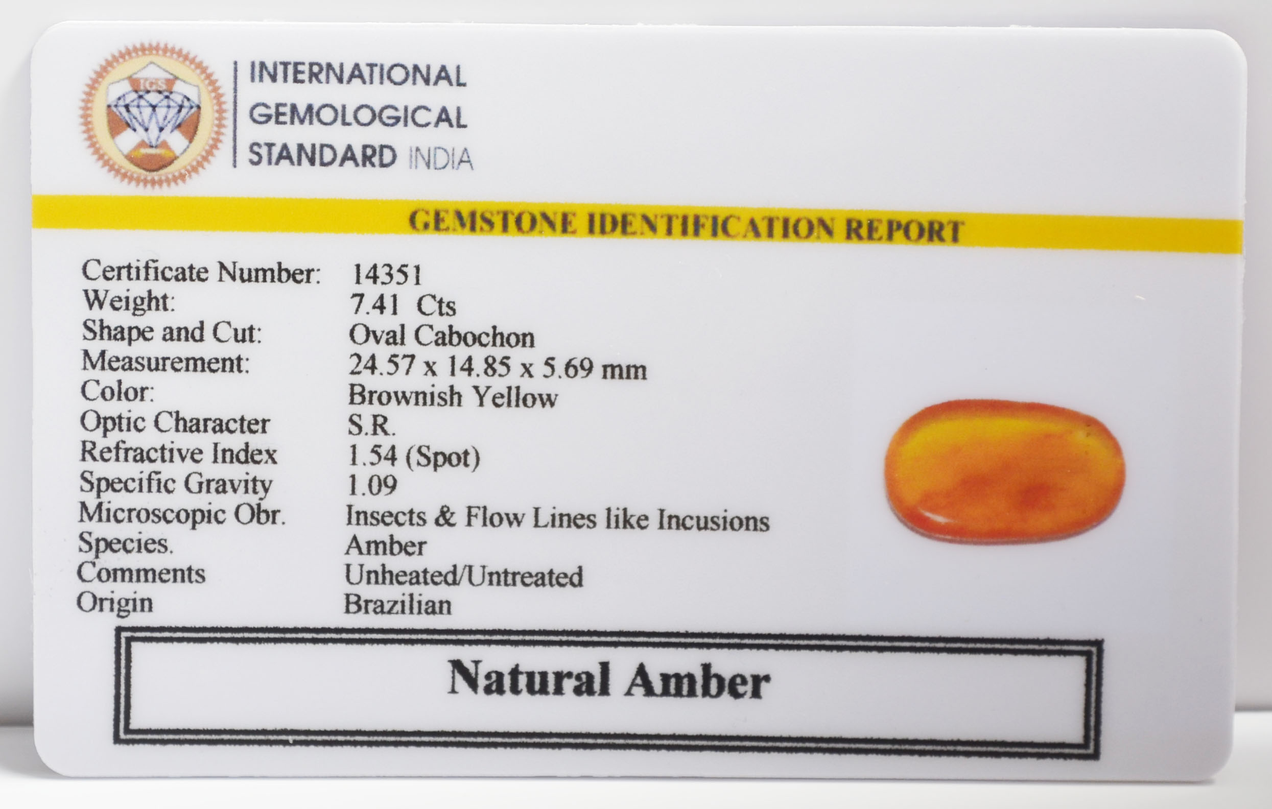 AMBER 7.41 Ct. 3 AMB103 2 AMBER 7.41 Ct.
