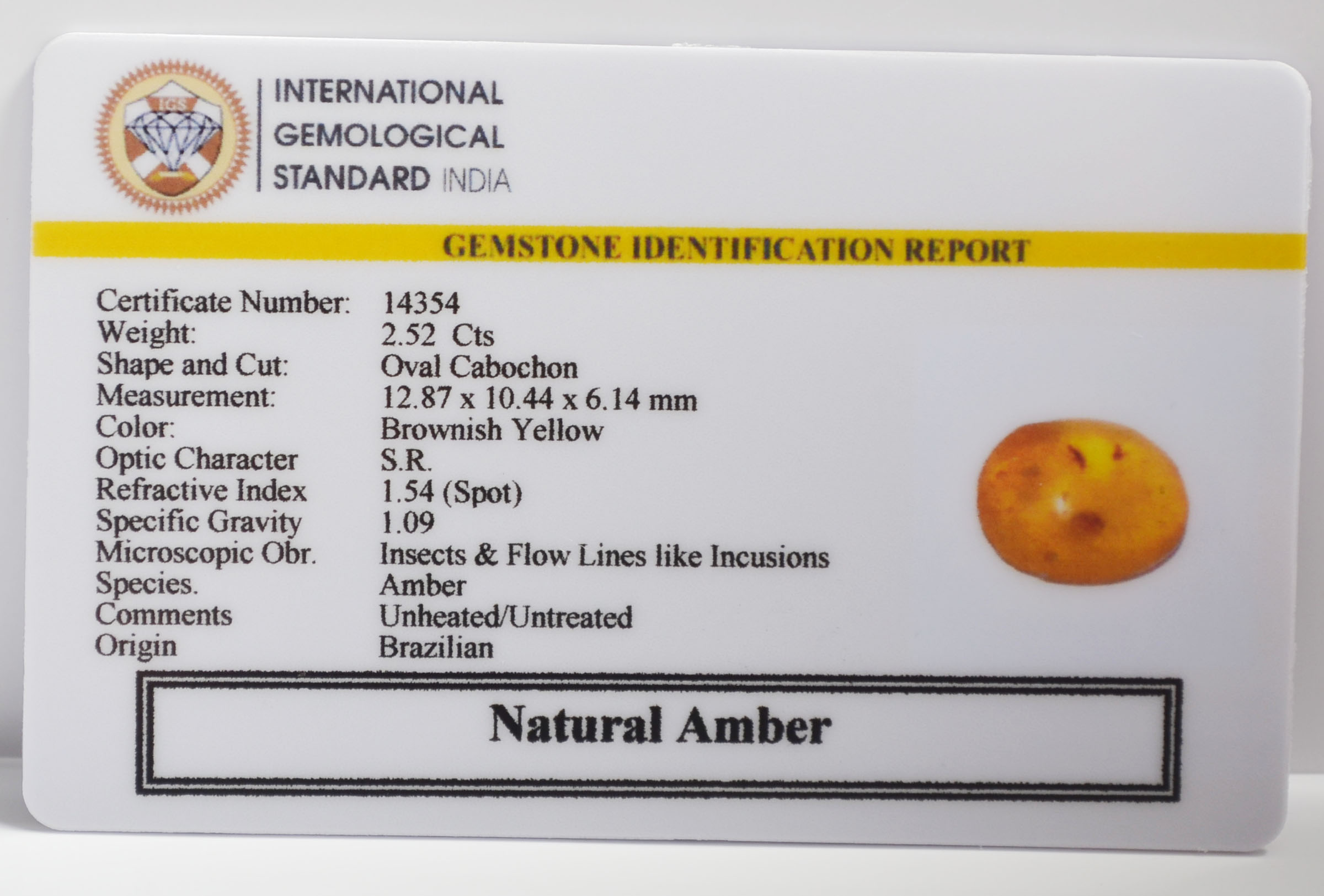 AMBER 2.52 Ct. 3 AMB97 2 AMBER 2.52 Ct.