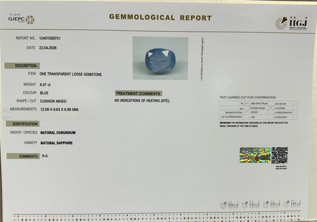 BSP15411 2 BLUE SAPPHIRE 8.07 Ct.