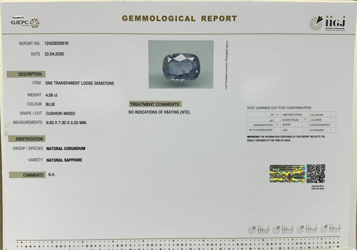 BLUE SAPPHIRE 4.06 Ct. 3 BSP15429 2 BLUE SAPPHIRE 4.06 Ct.