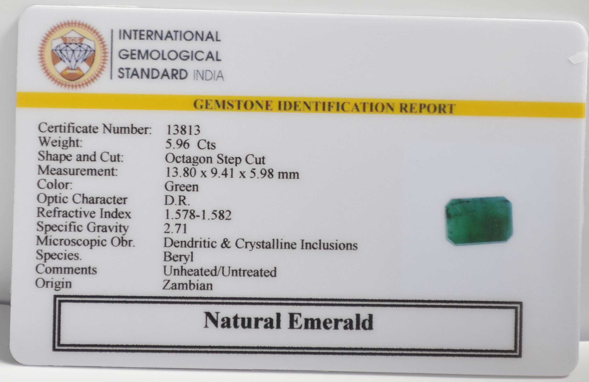 EMERALD 5.96 Ct. 3 EMR23033K 2 EMERALD 5.96 Ct.