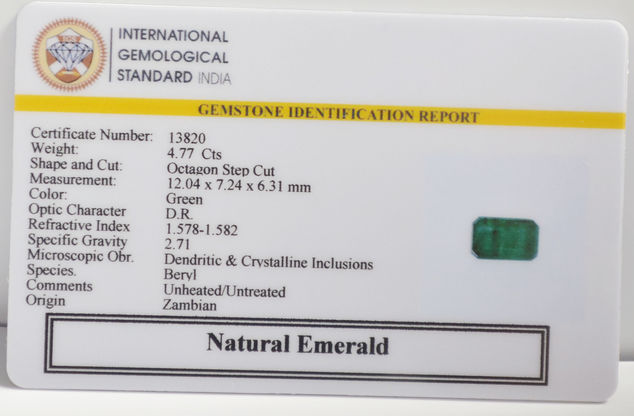 EMERALD 4.77 Ct. 3 EMR23037K 2 EMERALD 4.77 Ct.