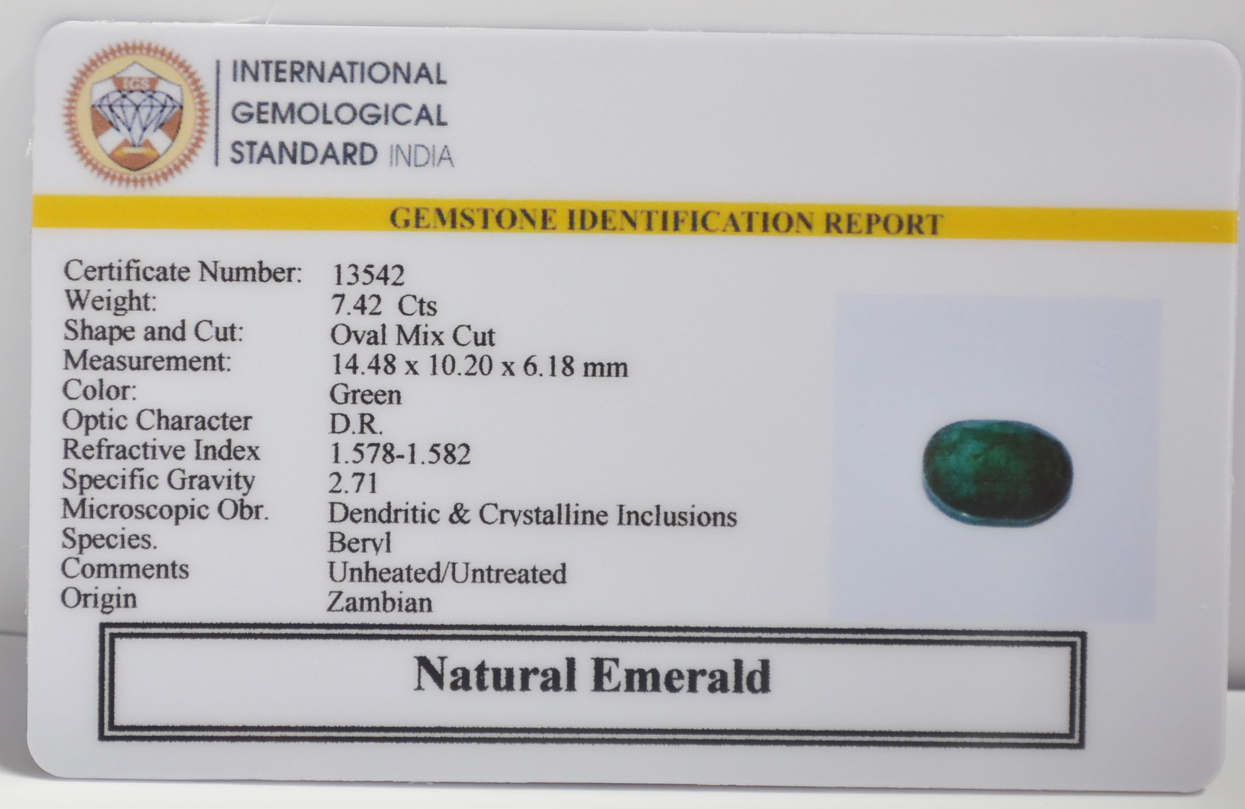 EMERALD 7.42 Ct. 3 EMR23055K 2 EMERALD 7.42 Ct.