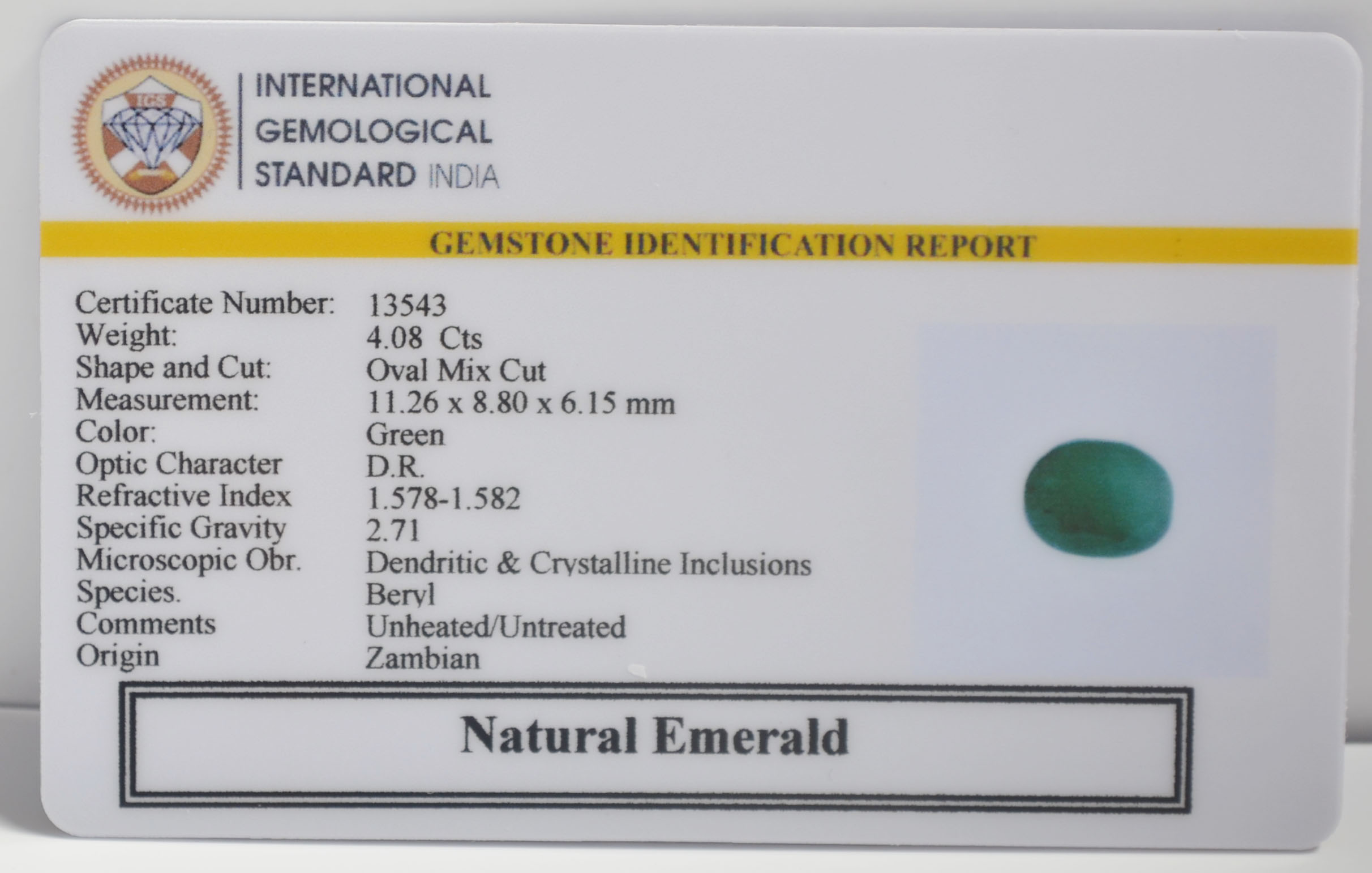 EMERALD 4.08 Ct. 3 EMR23056K 2 EMERALD 4.08 Ct.