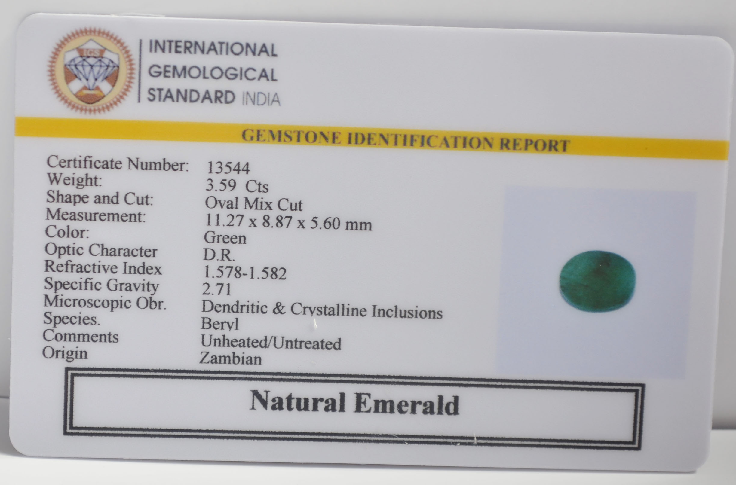 EMERALD 3.59 Ct. 3 EMR23057K 2 EMERALD 3.59 Ct.