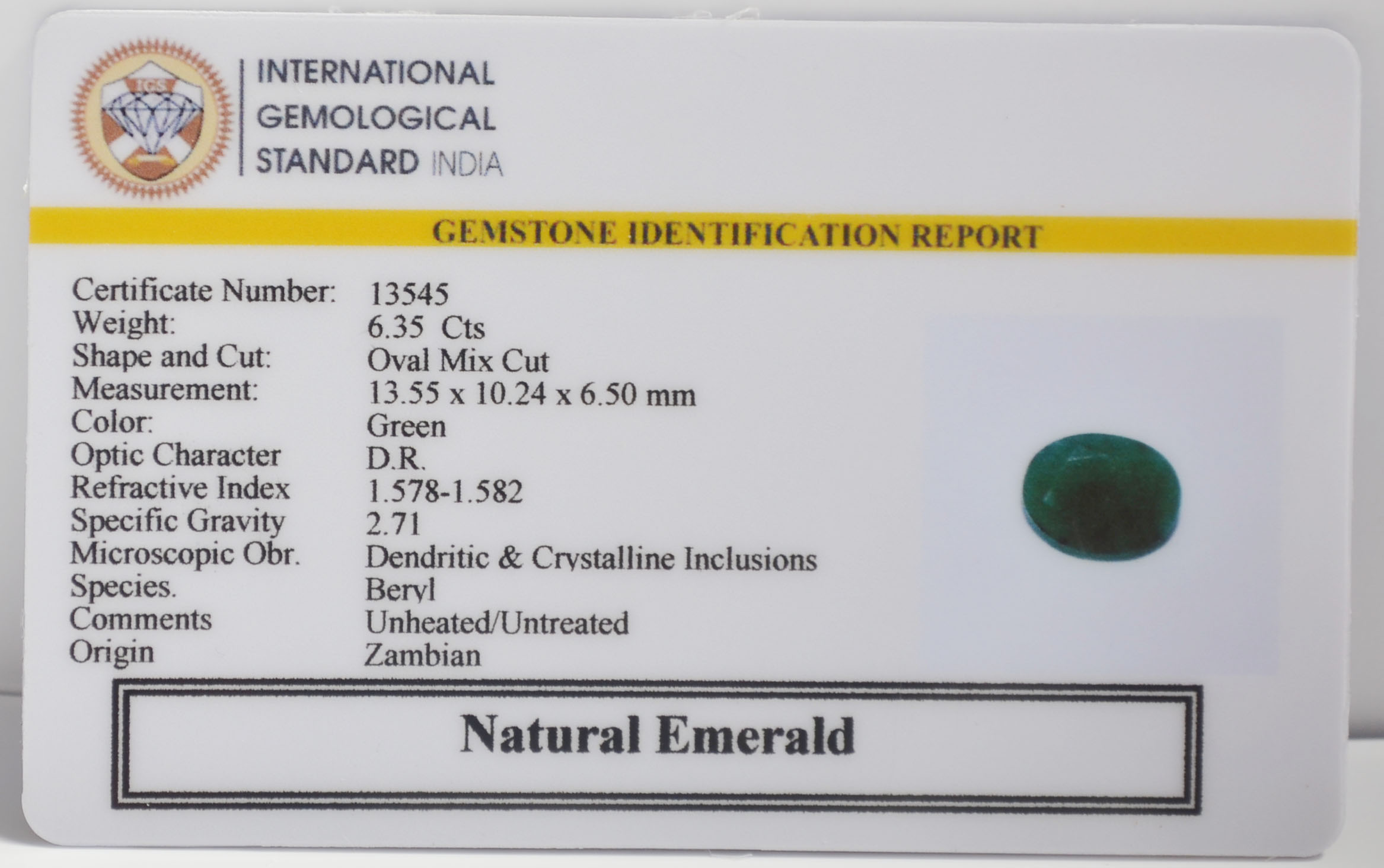 EMERALD 6.35 Ct. 3 EMR23058K 2 EMERALD 6.35 Ct.