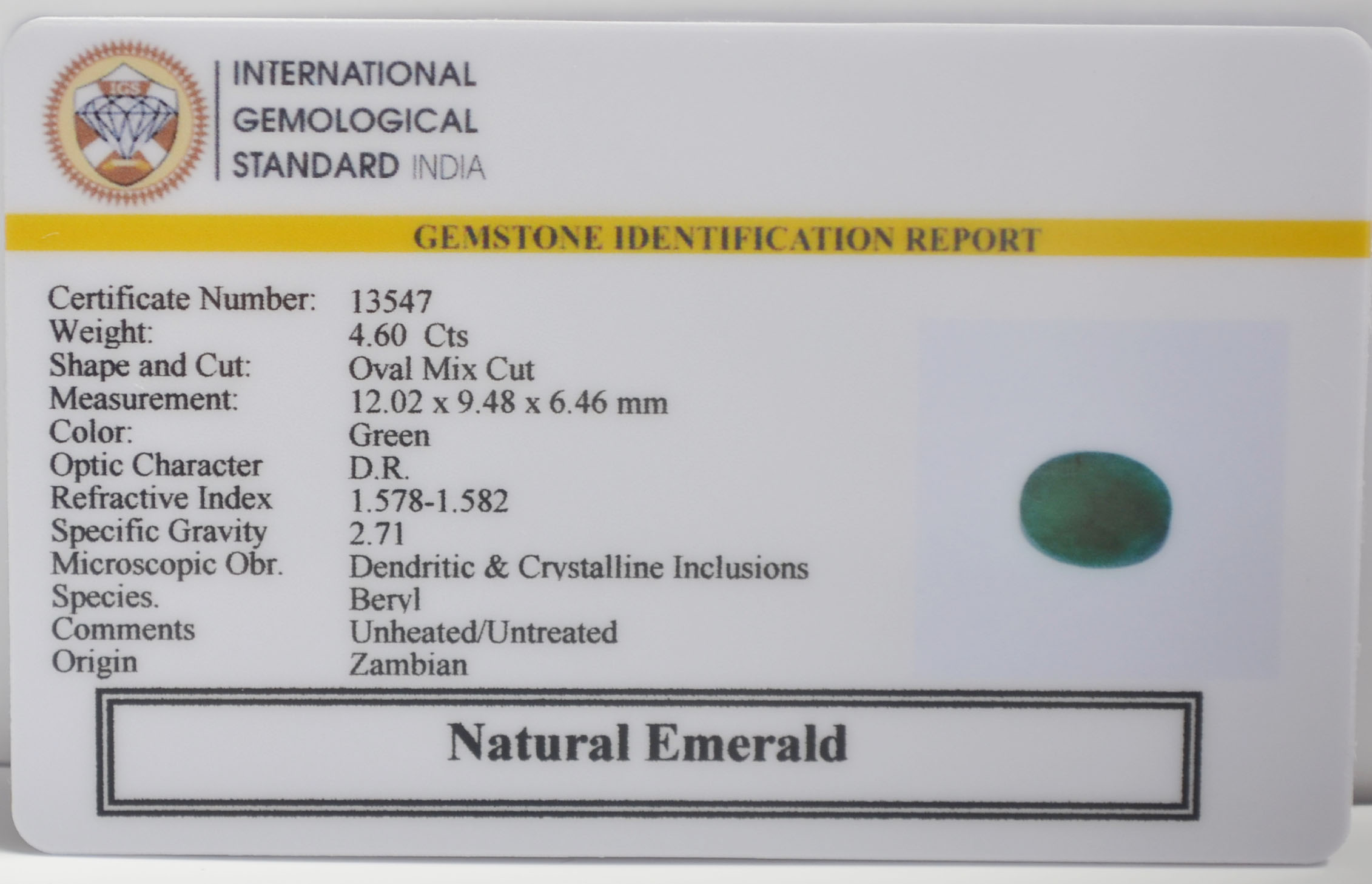 EMERALD 4.6 Ct. 3 EMR23060K 2 EMERALD 4.6 Ct.