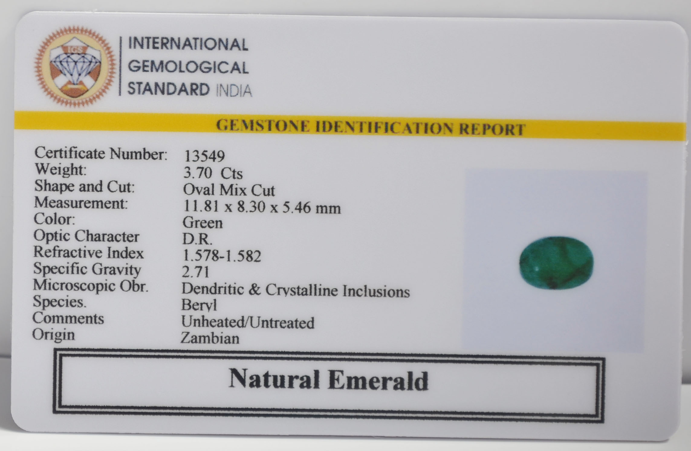 EMERALD 3.7 Ct. 3 EMR23062K 2 EMERALD 3.7 Ct.