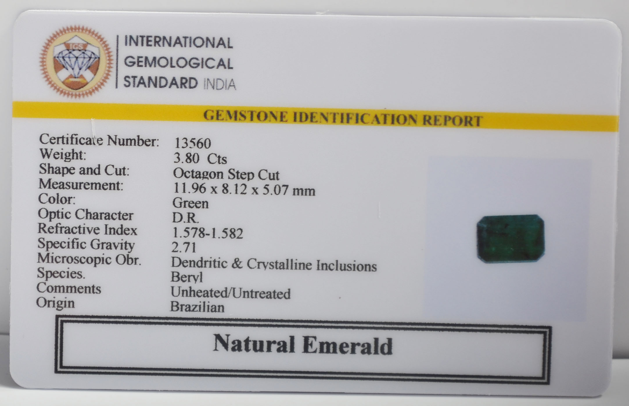 EMR23068K 2 EMERALD 3.8 Ct.