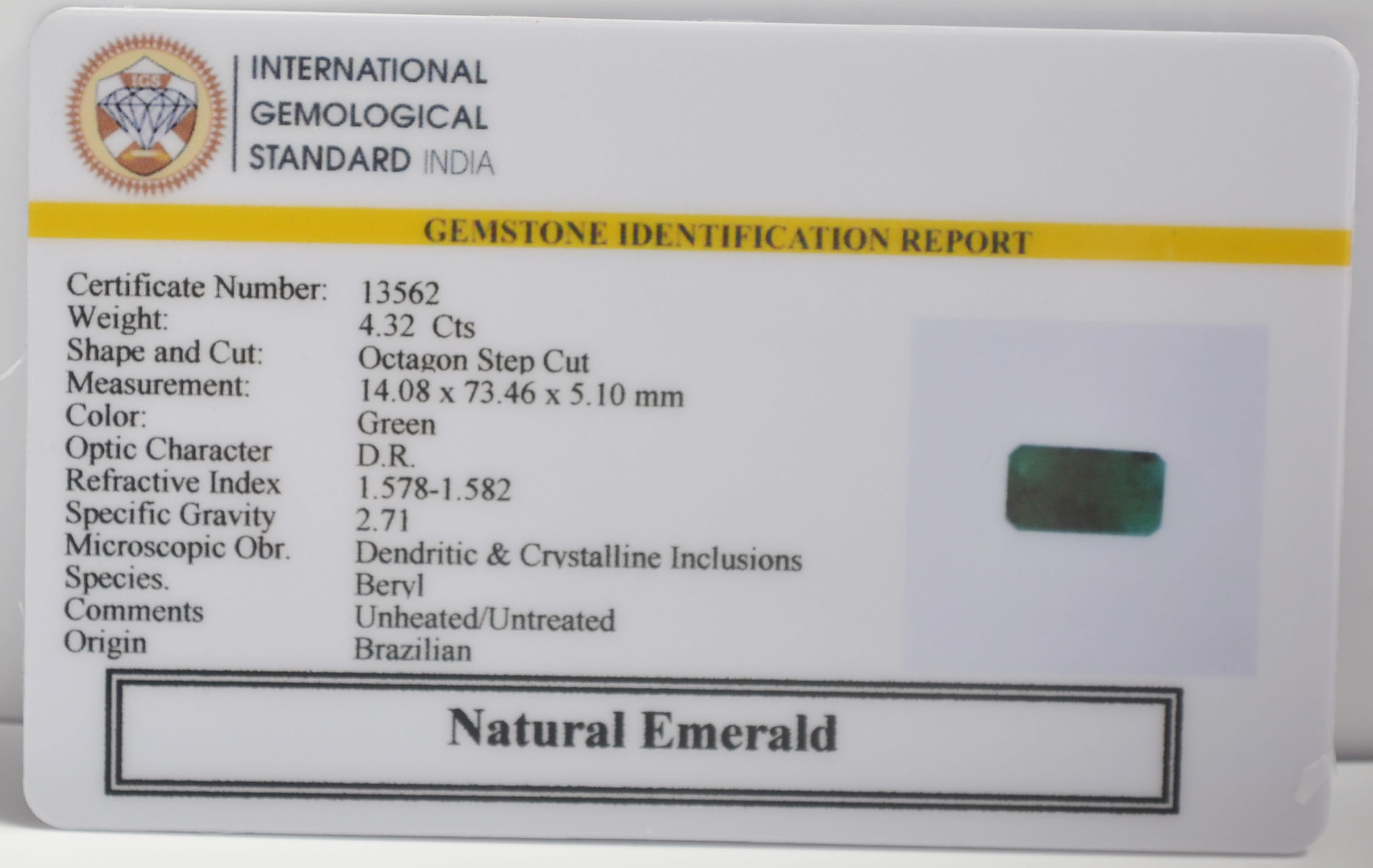 EMERALD 4.32 Ct. 3 EMR23070K 2 EMERALD 4.32 Ct.