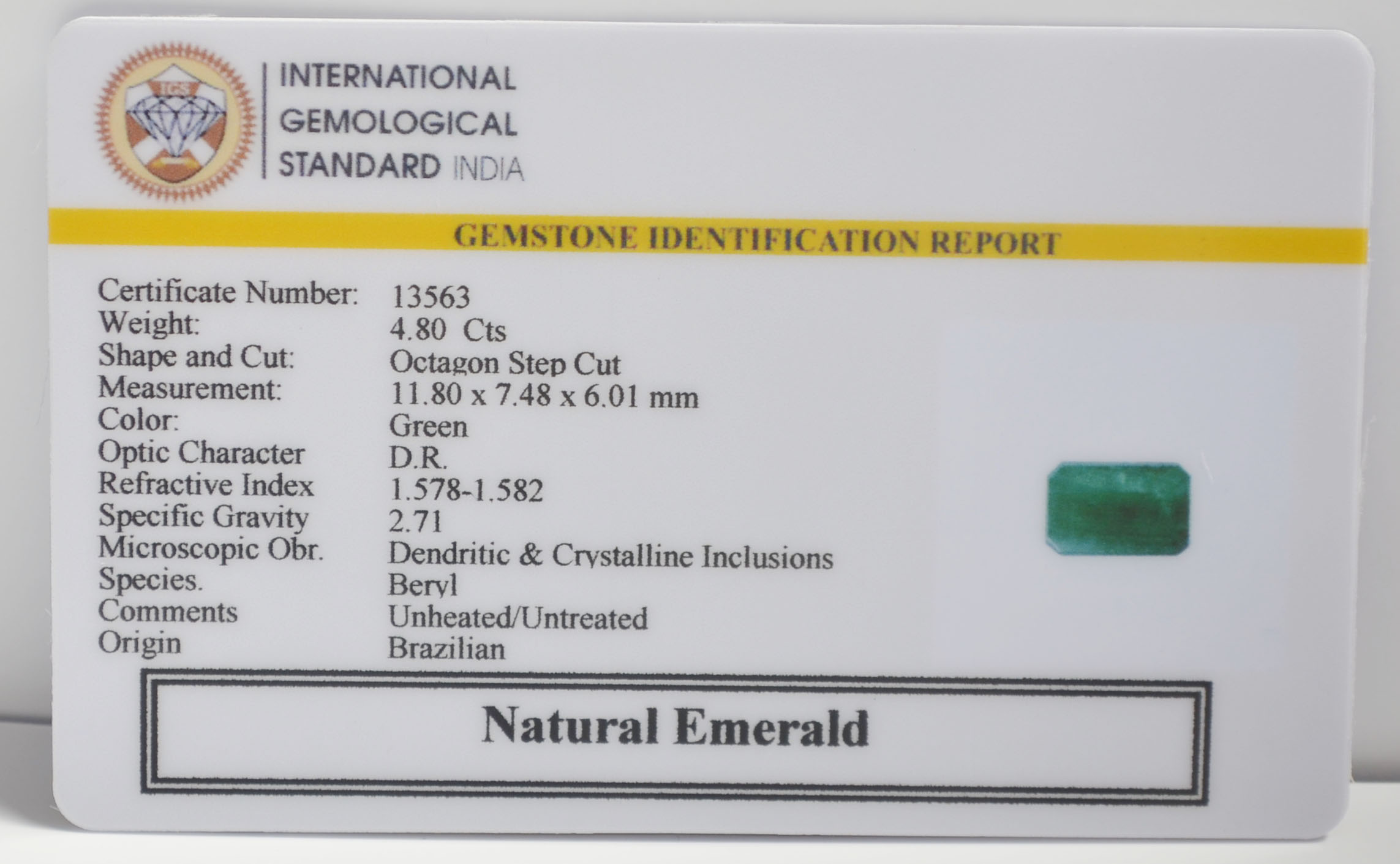 EMERALD 4.8 Ct. 3 EMR23071K 2 EMERALD 4.8 Ct.