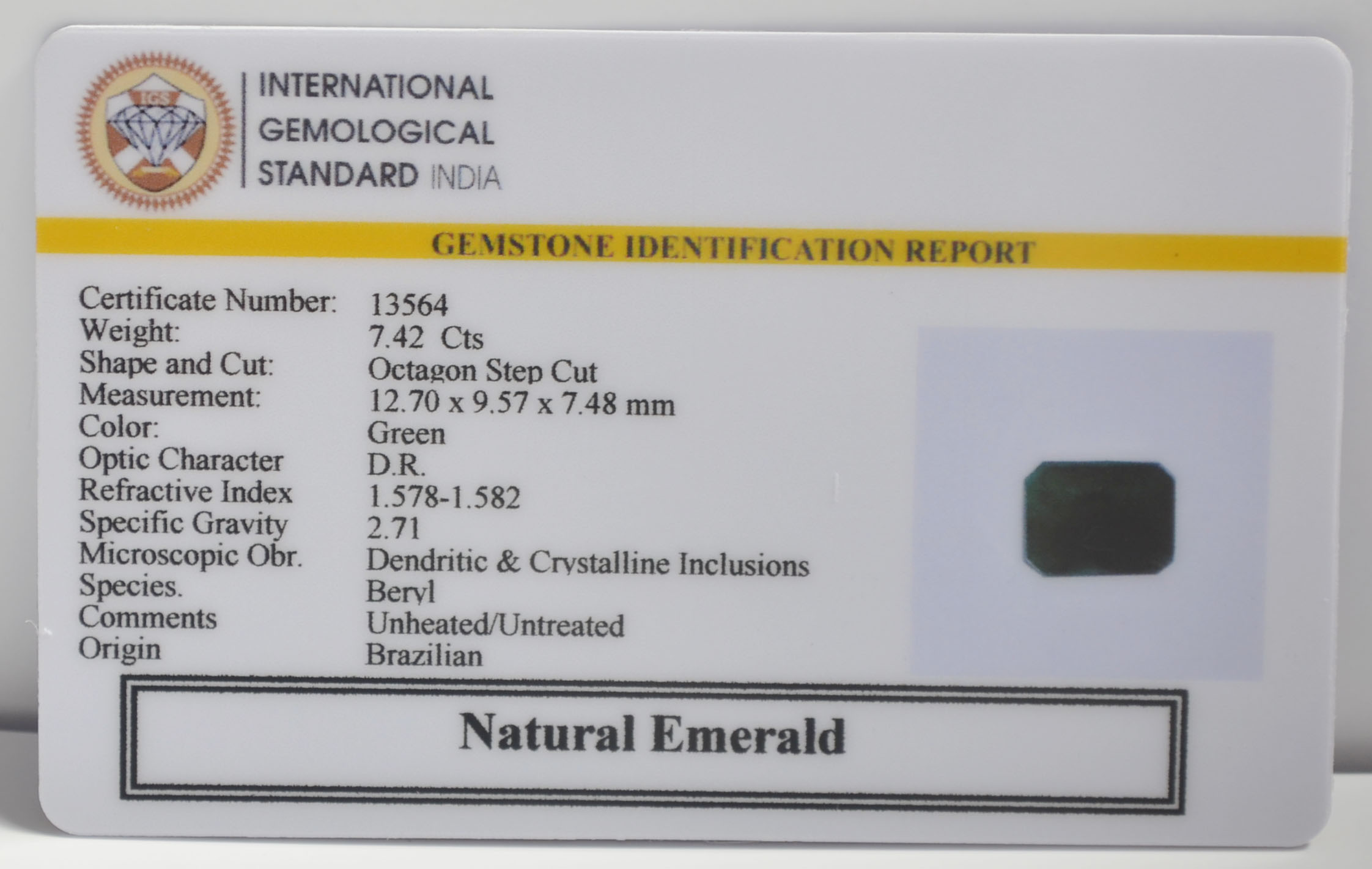 EMERALD 7.42 Ct. 3 EMR23072K 2 EMERALD 7.42 Ct.
