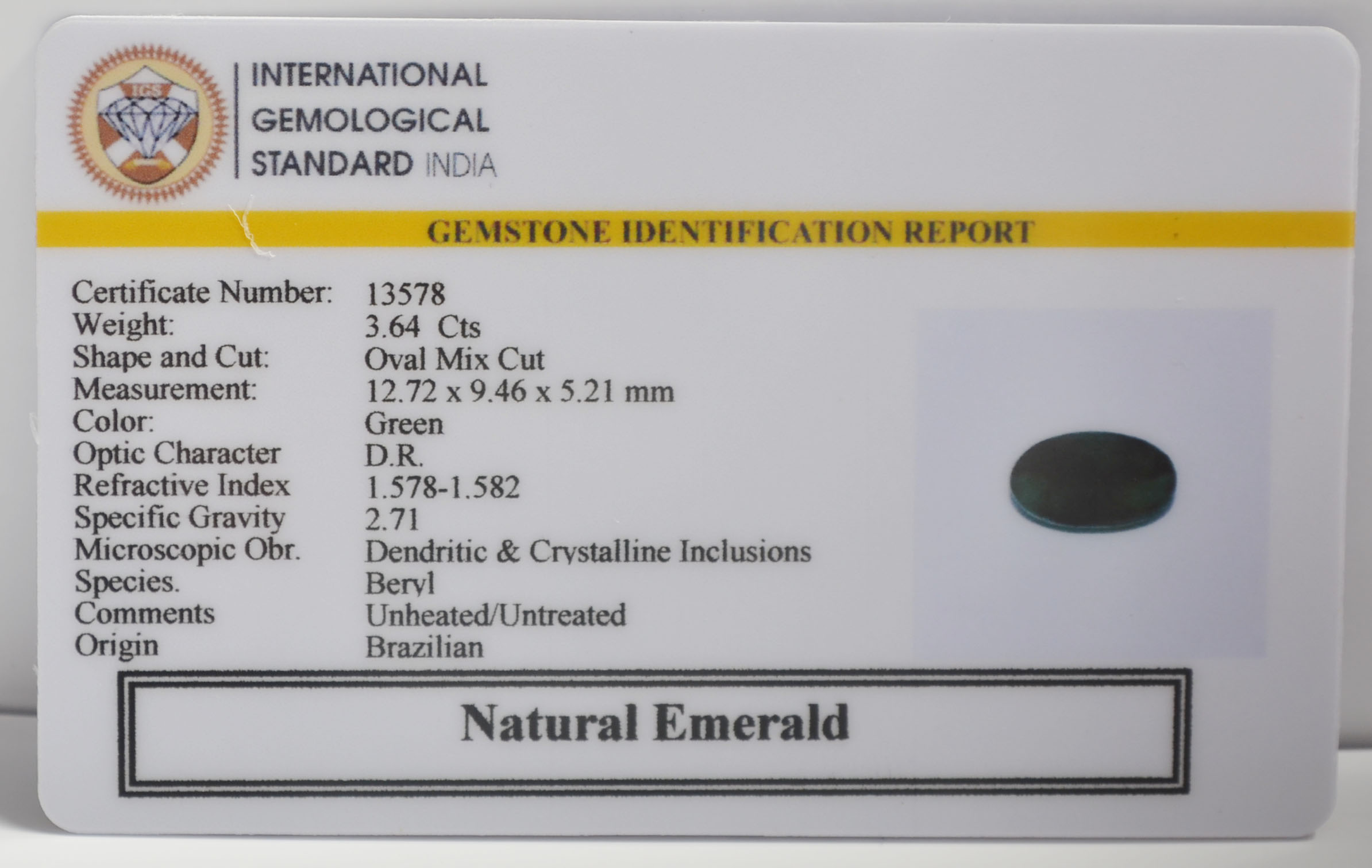 EMERALD 3.64 Ct. 3 EMR23082K 2 EMERALD 3.64 Ct.