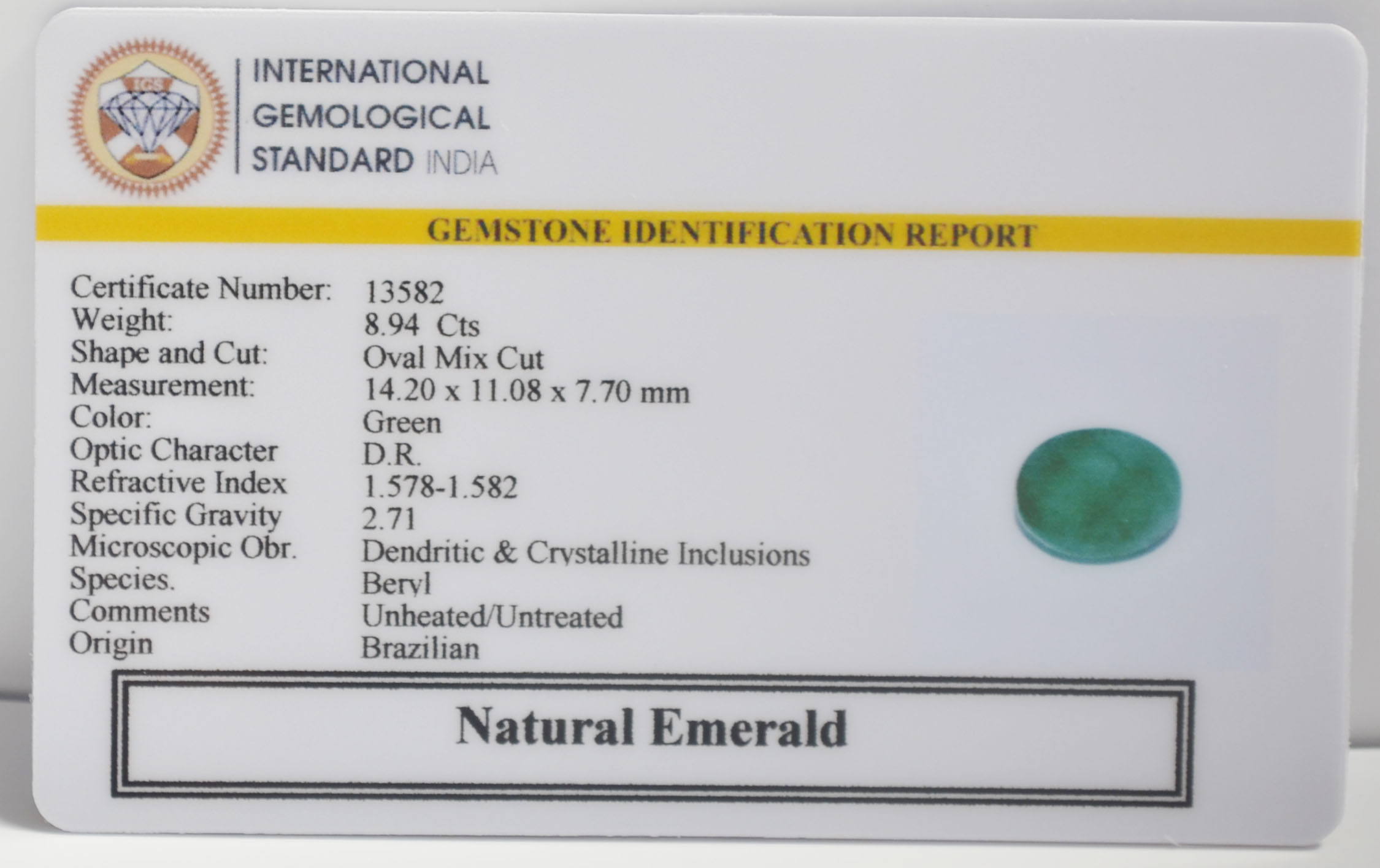 EMERALD 8.94 Ct. 3 EMR23086K 2 EMERALD 8.94 Ct.