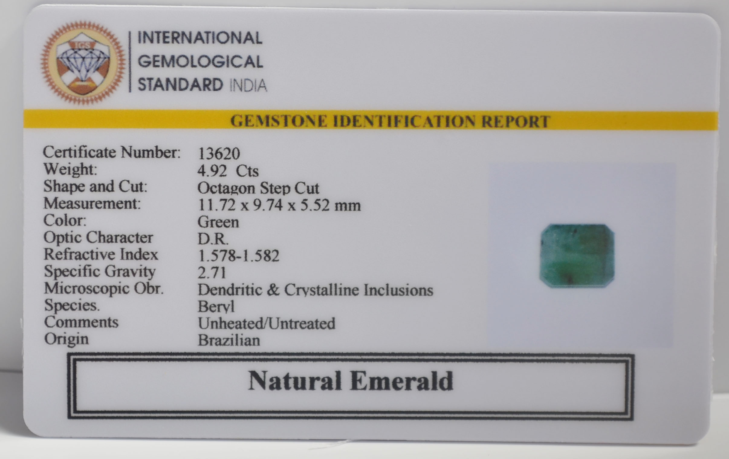 EMERALD 4.92 Ct. 3 EMR23115K 2 EMERALD 4.92 Ct.