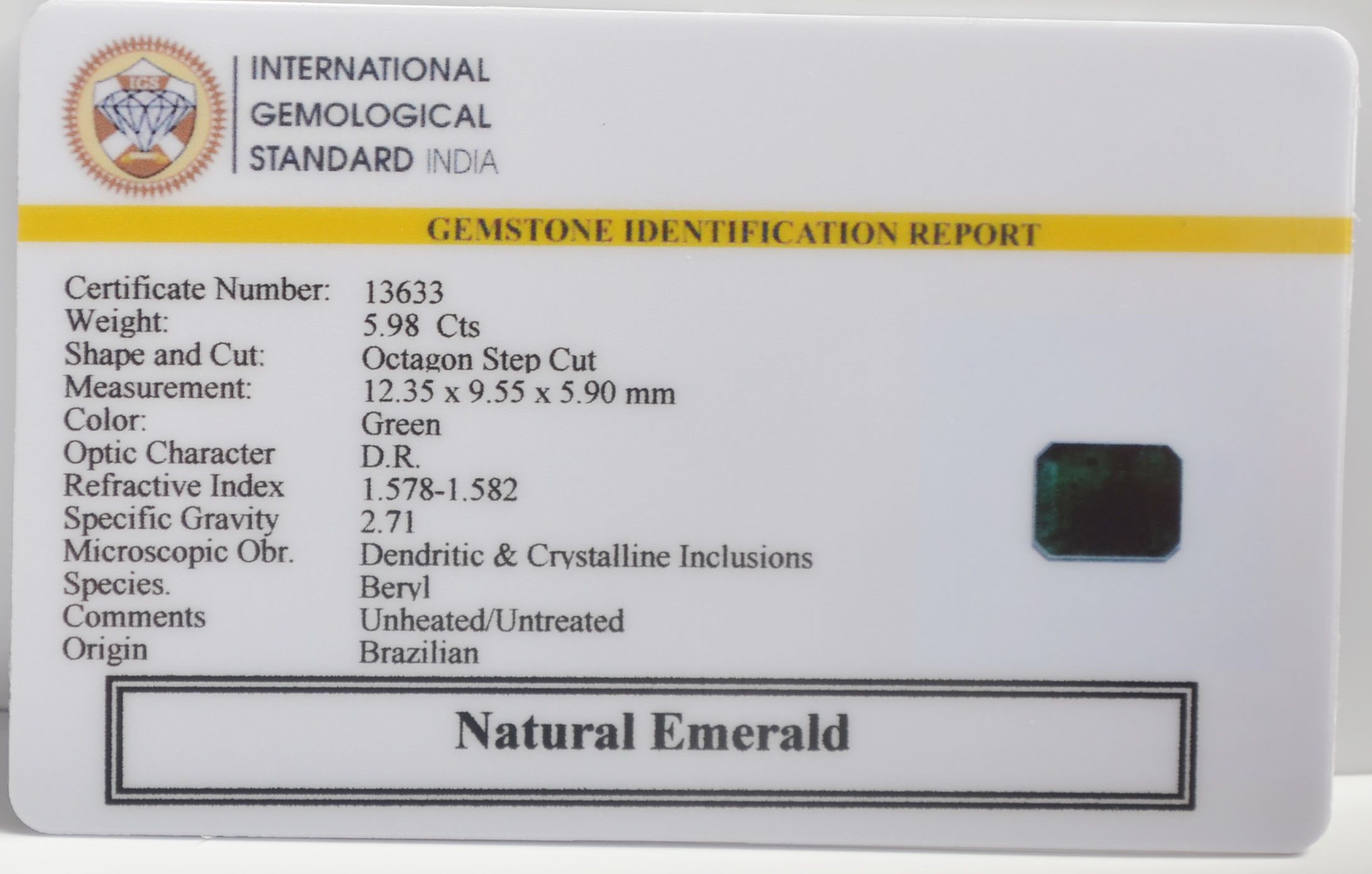 EMR23127K 2 EMERALD 5.98 Ct.
