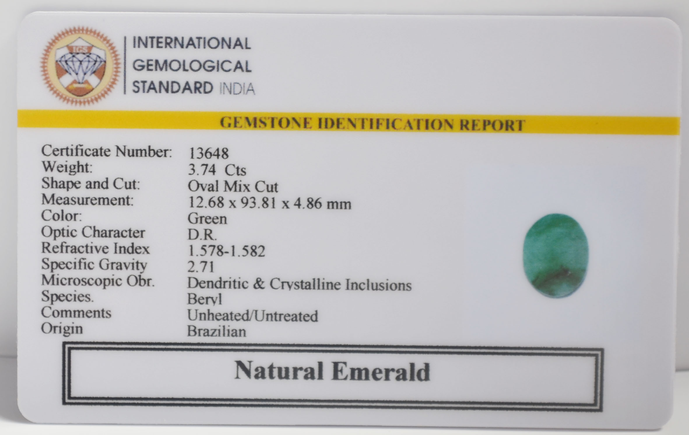 EMR23141K 2 EMERALD 3.74 Ct.