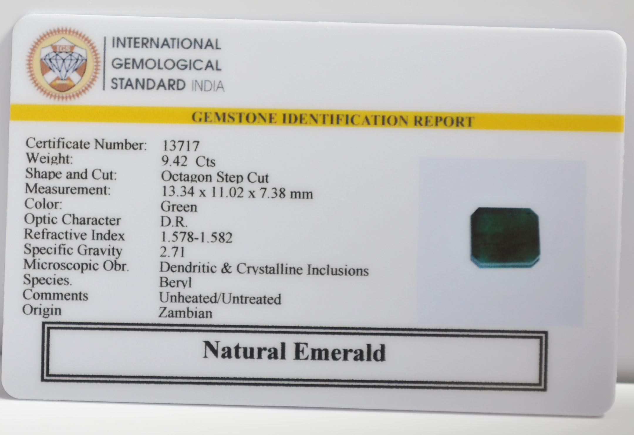 EMERALD 9.42 Ct. EMERALD 9.42 Ct.