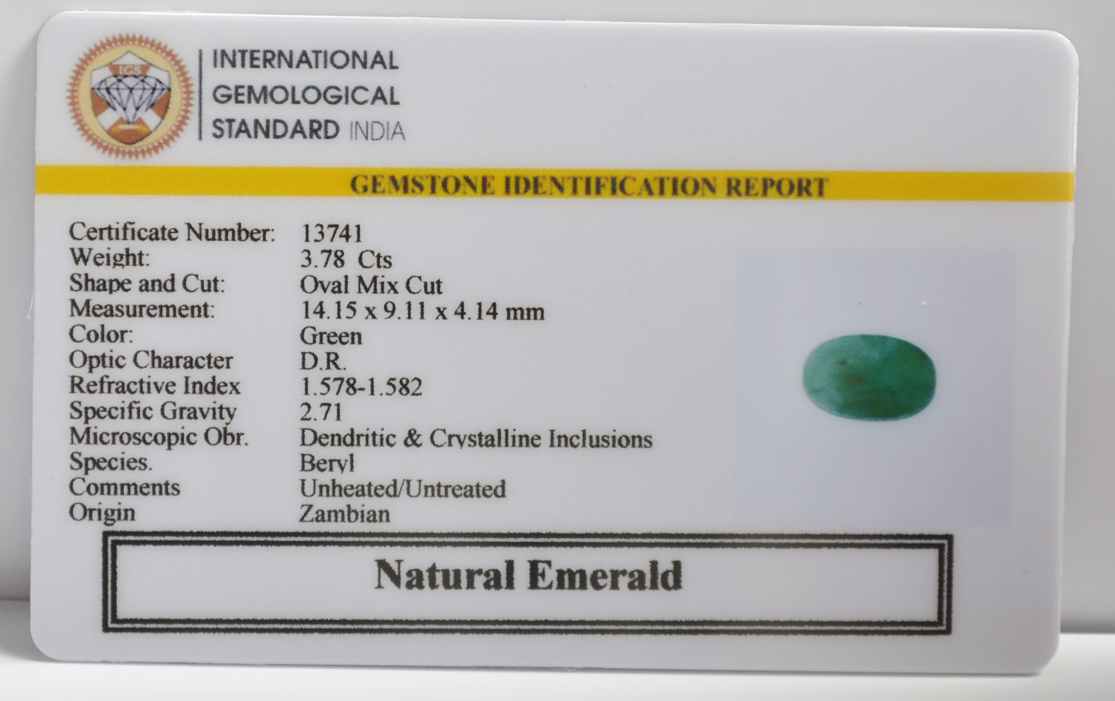 EMERALD 3.78 Ct. 3 EMR23199K 2 EMERALD 3.78 Ct.
