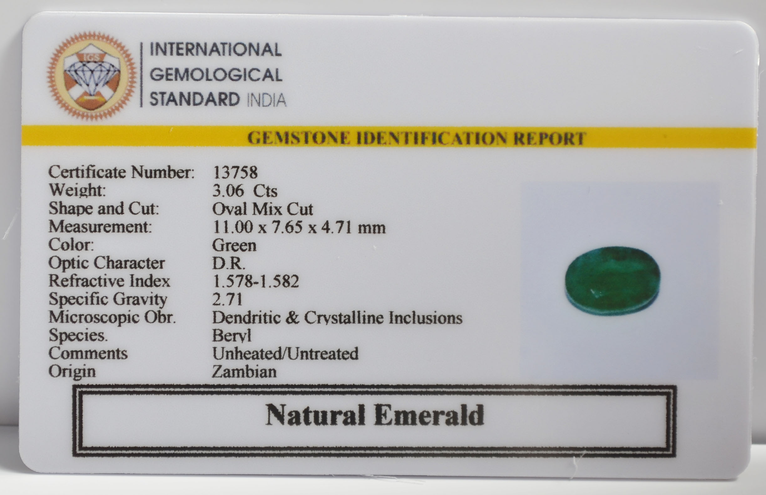 EMERALD 3.06 Ct. 3 EMR23216K 2 EMERALD 3.06 Ct.