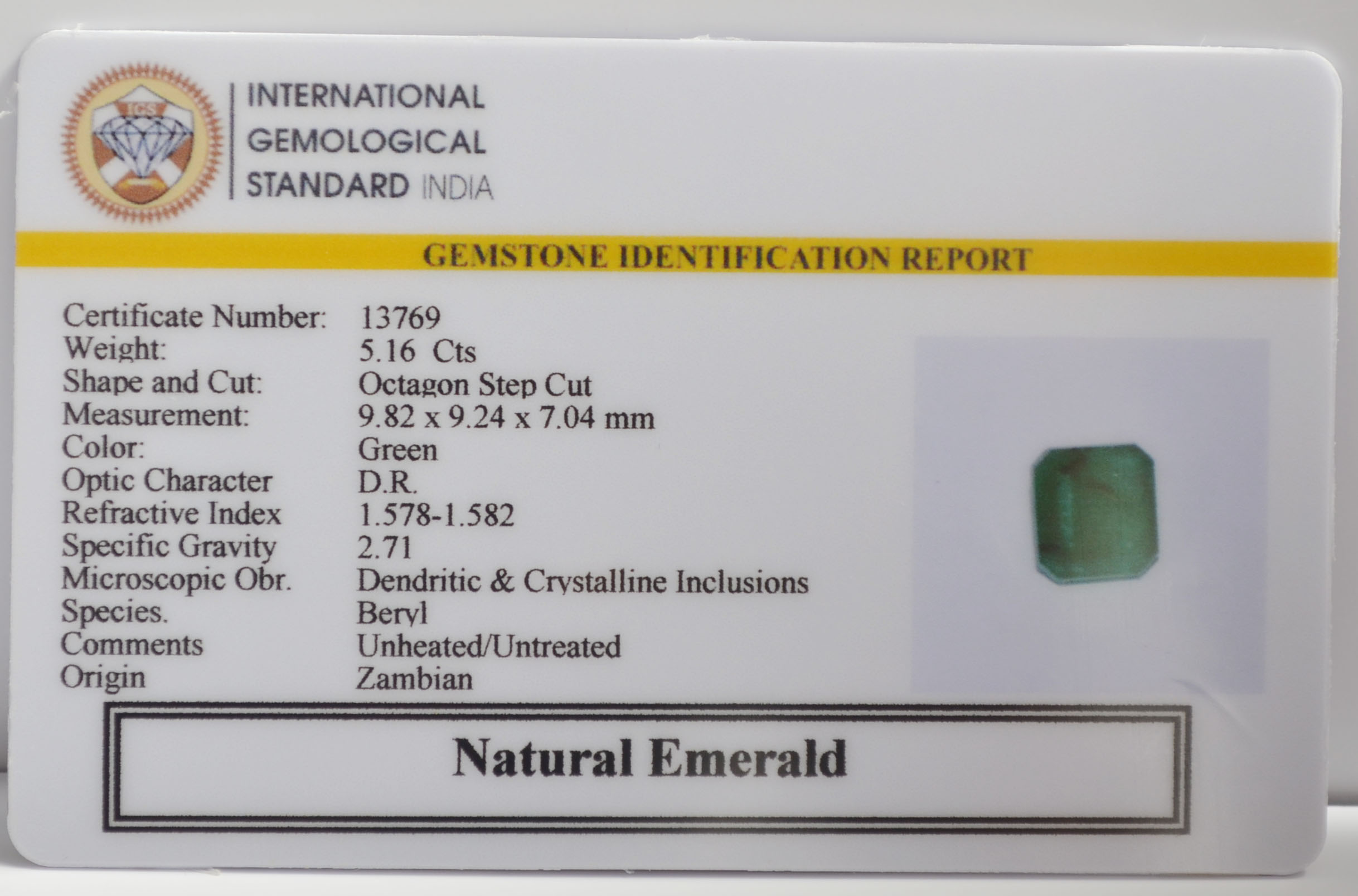 EMERALD 5.16 Ct. 3 EMR23223K 2 EMERALD 5.16 Ct.