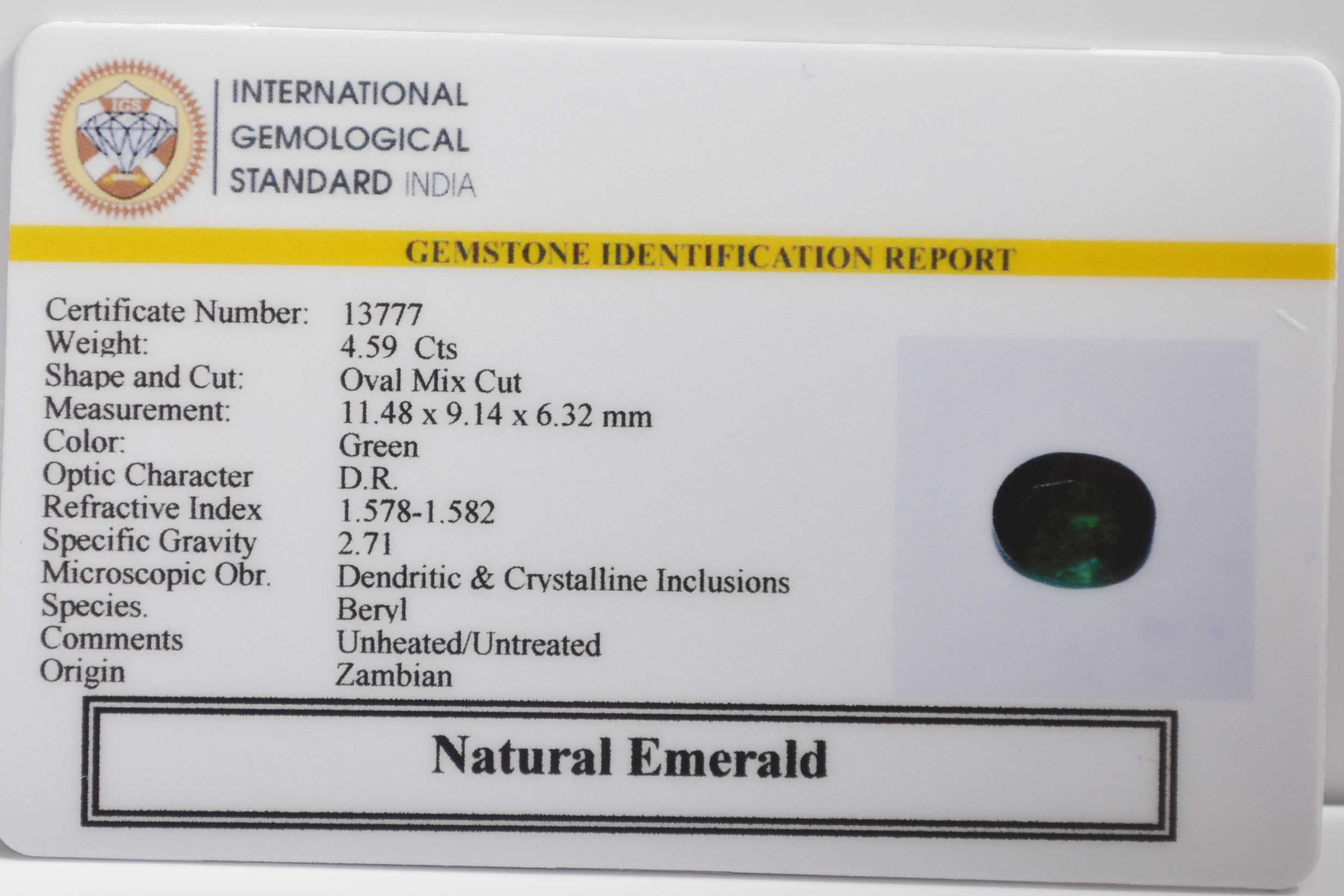 EMERALD 4.59 Ct. 3 EMR23228K 2 EMERALD 4.59 Ct.