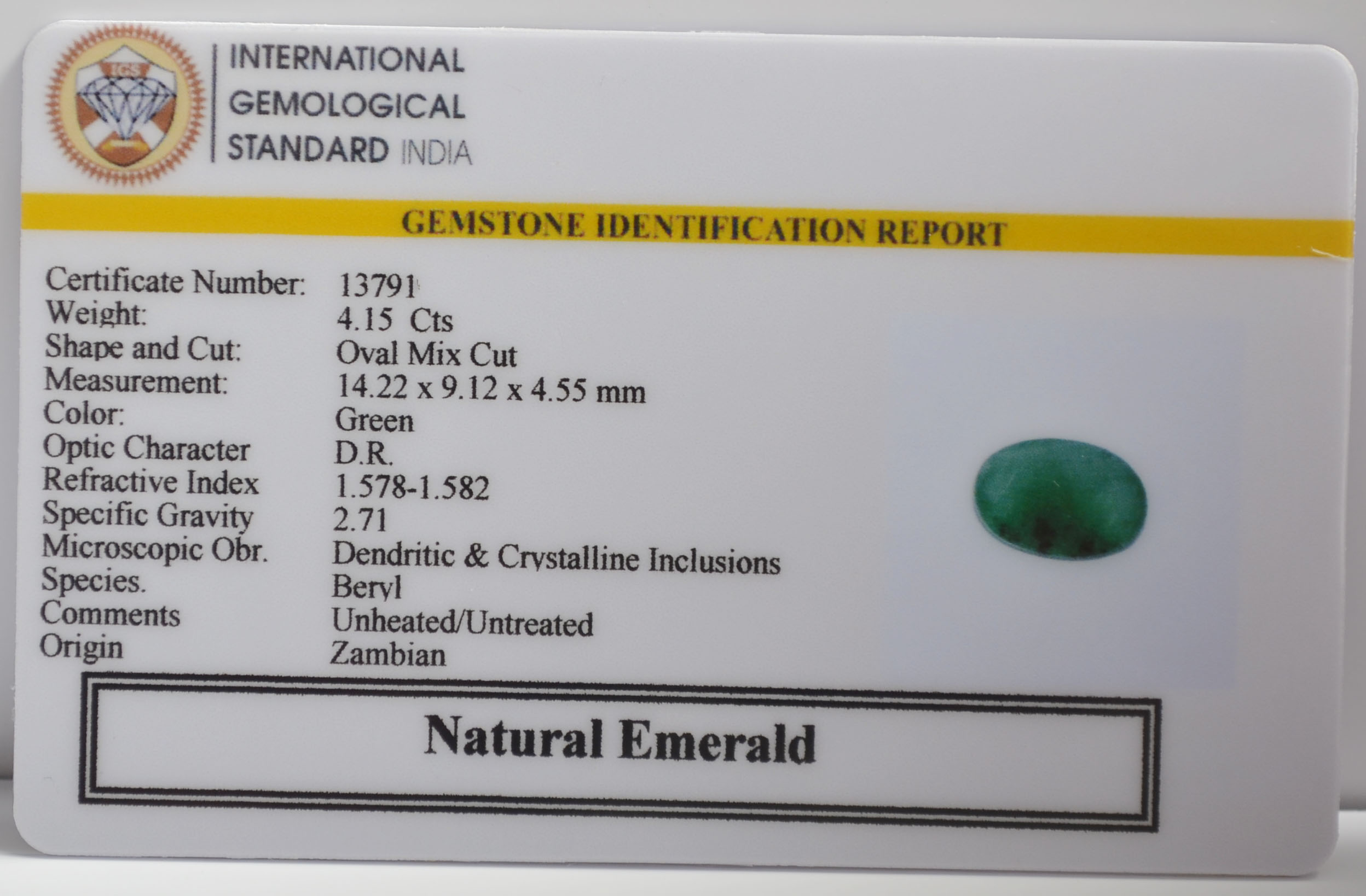 EMERALD 4.15 Ct. 3 EMR23241K 2 EMERALD 4.15 Ct.