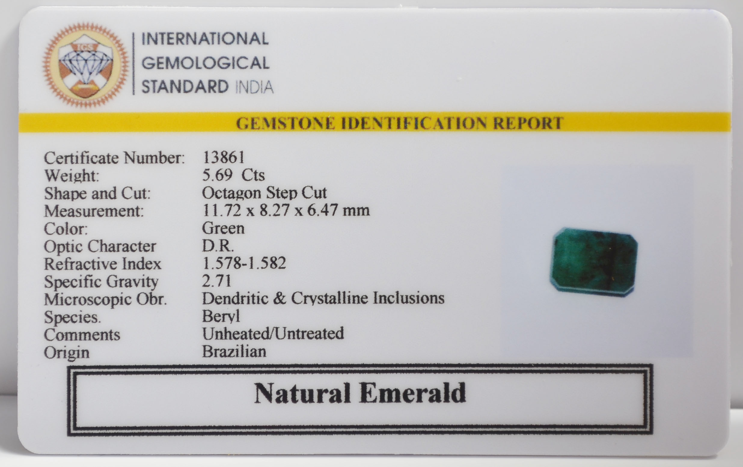 EMERALD 5.69 Ct. 3 EMR23264K 2 EMERALD 5.69 Ct.