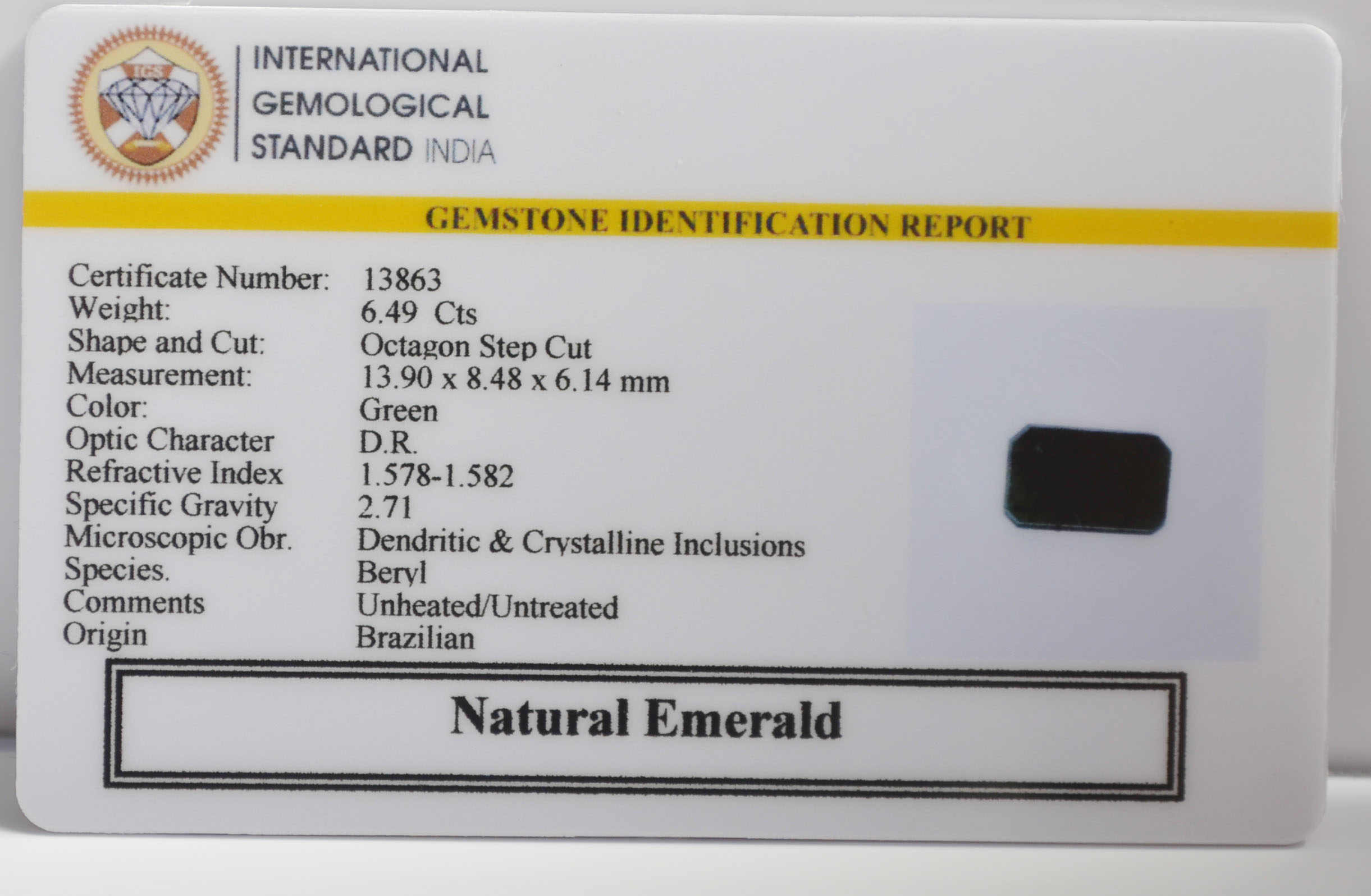 EMERALD 6.49 Ct. 3 EMR23266K 2 EMERALD 6.49 Ct.