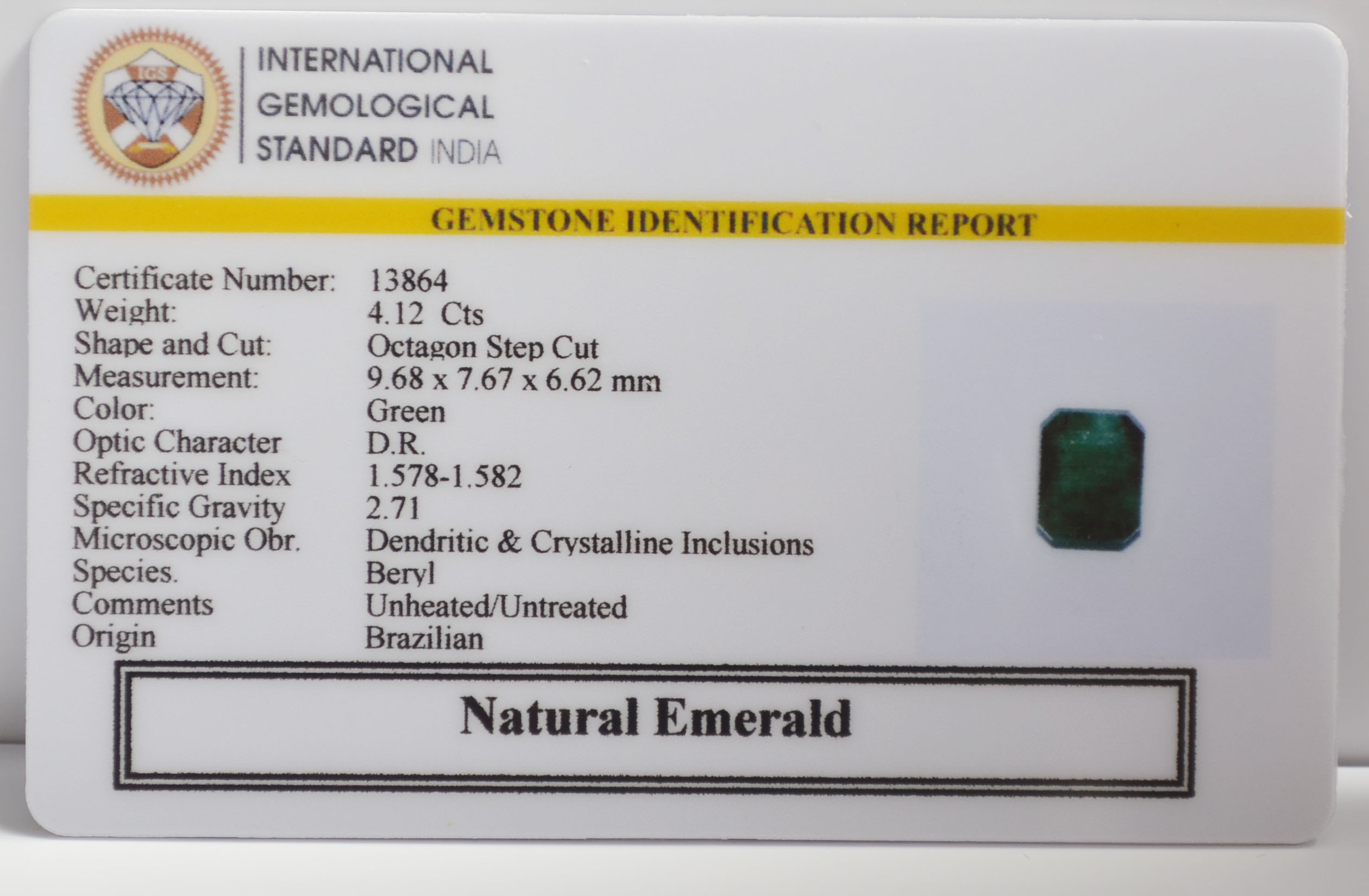 EMERALD 4.12 Ct. 3 EMR23267K 2 EMERALD 4.12 Ct.