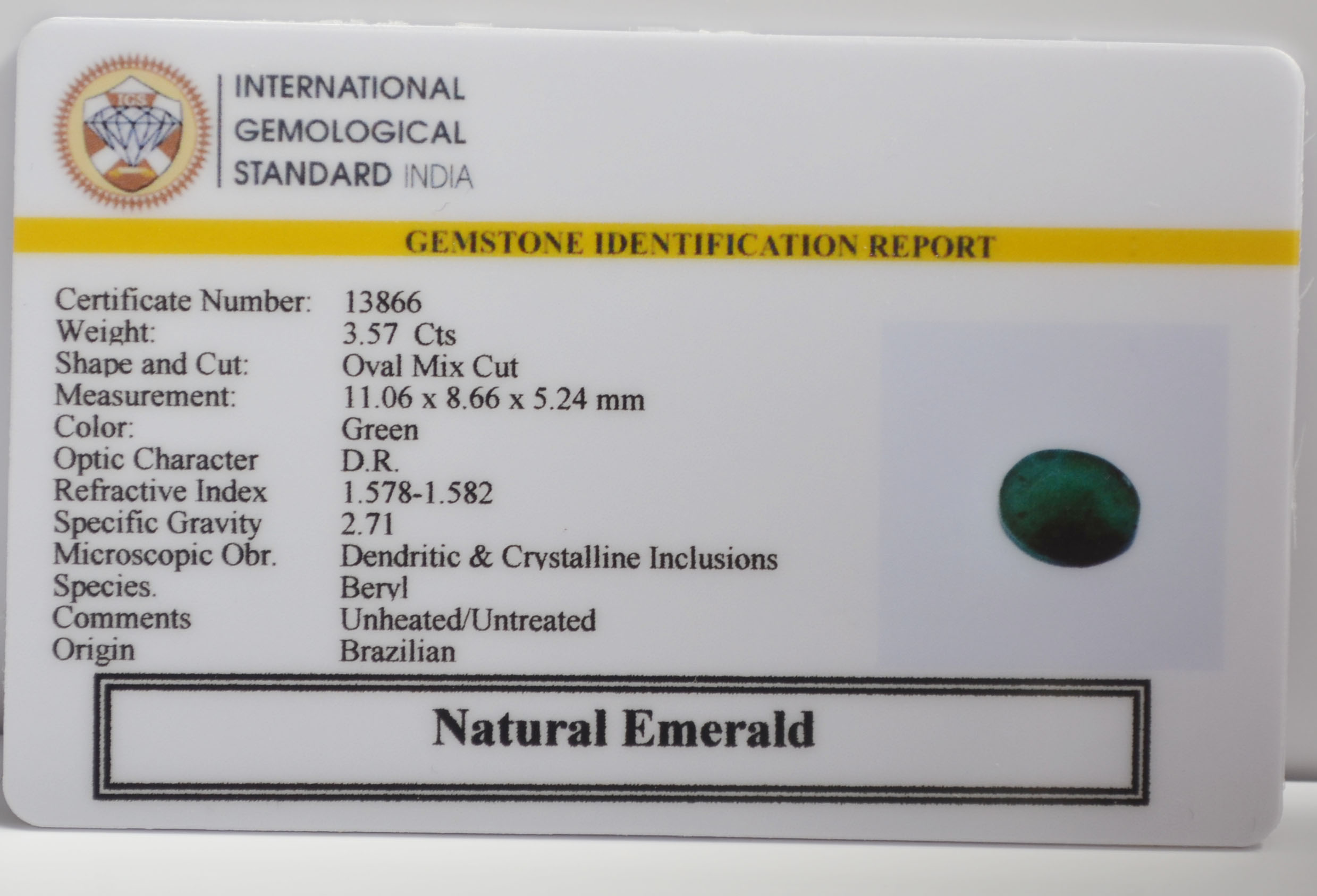 EMERALD 3.57 Ct. 3 EMR23269K 2 EMERALD 3.57 Ct.
