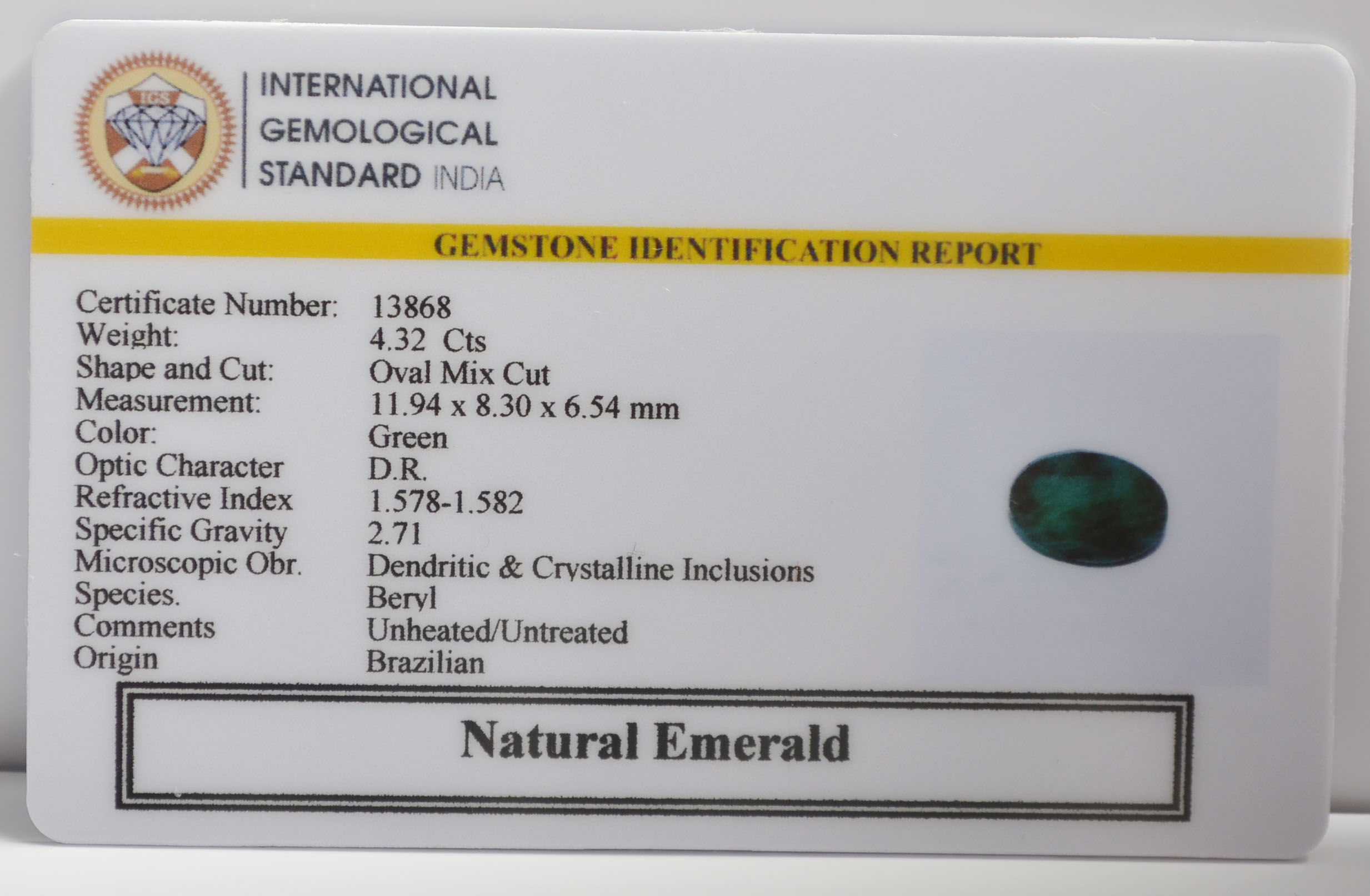 EMERALD 4.32 Ct. 3 EMR23270K 2 EMERALD 4.32 Ct.