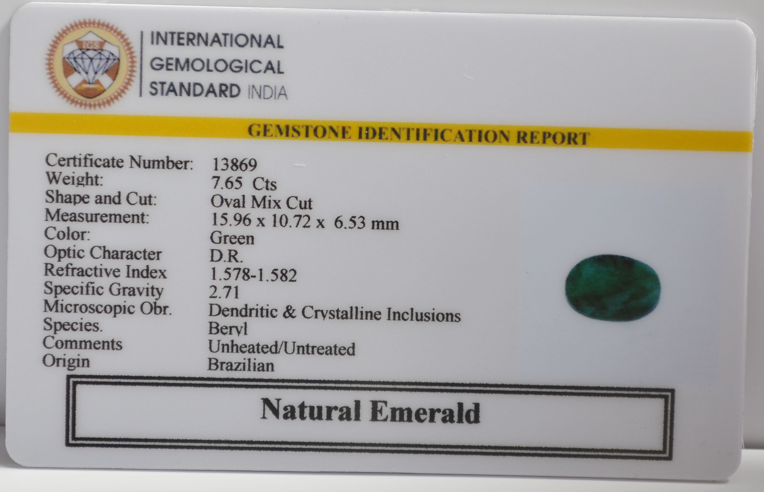 EMERALD 7.65 Ct. 3 EMR23271K 2 EMERALD 7.65 Ct.