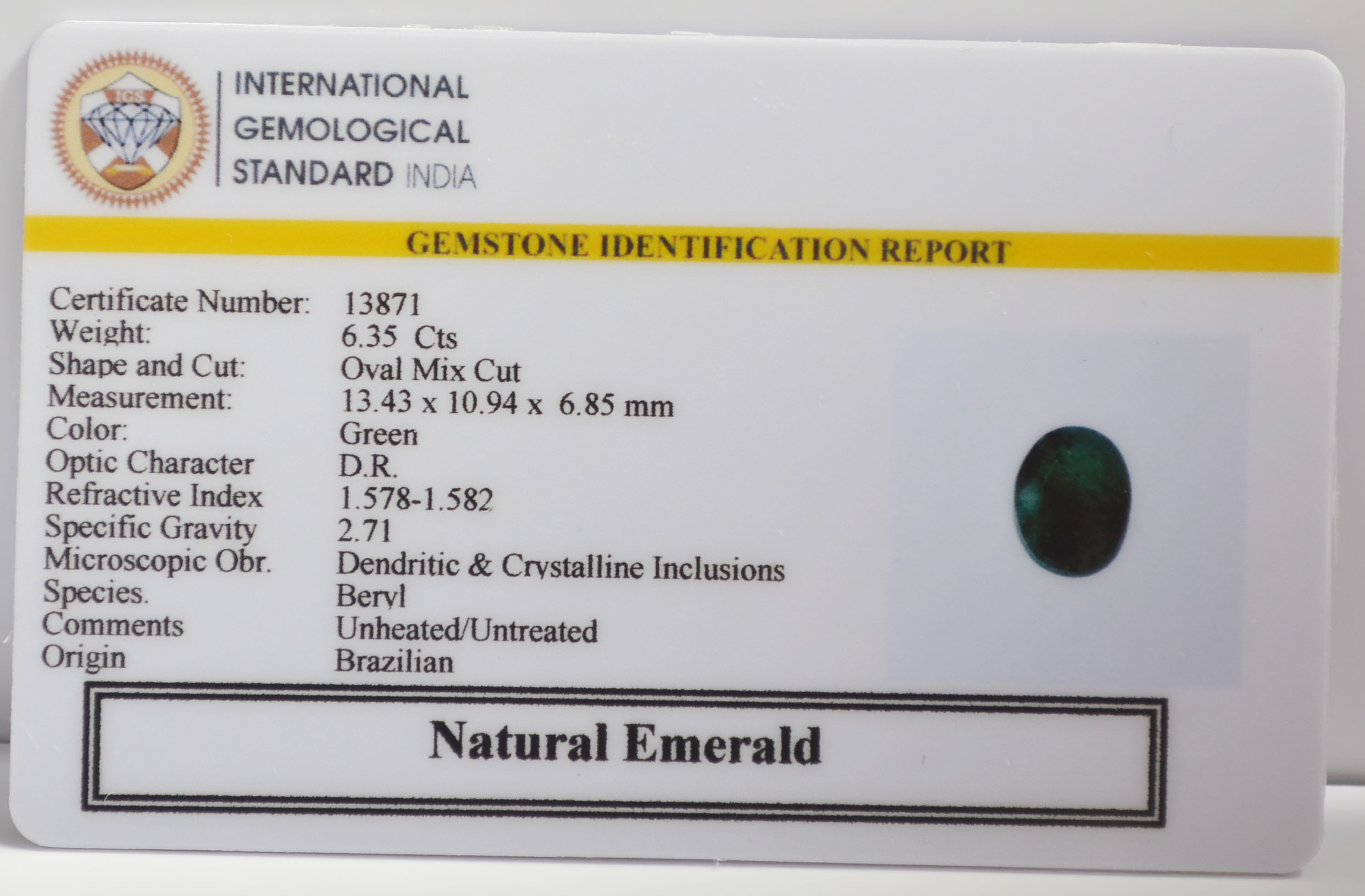 EMERALD 6.35 Ct. 3 EMR23273K 2 EMERALD 6.35 Ct.