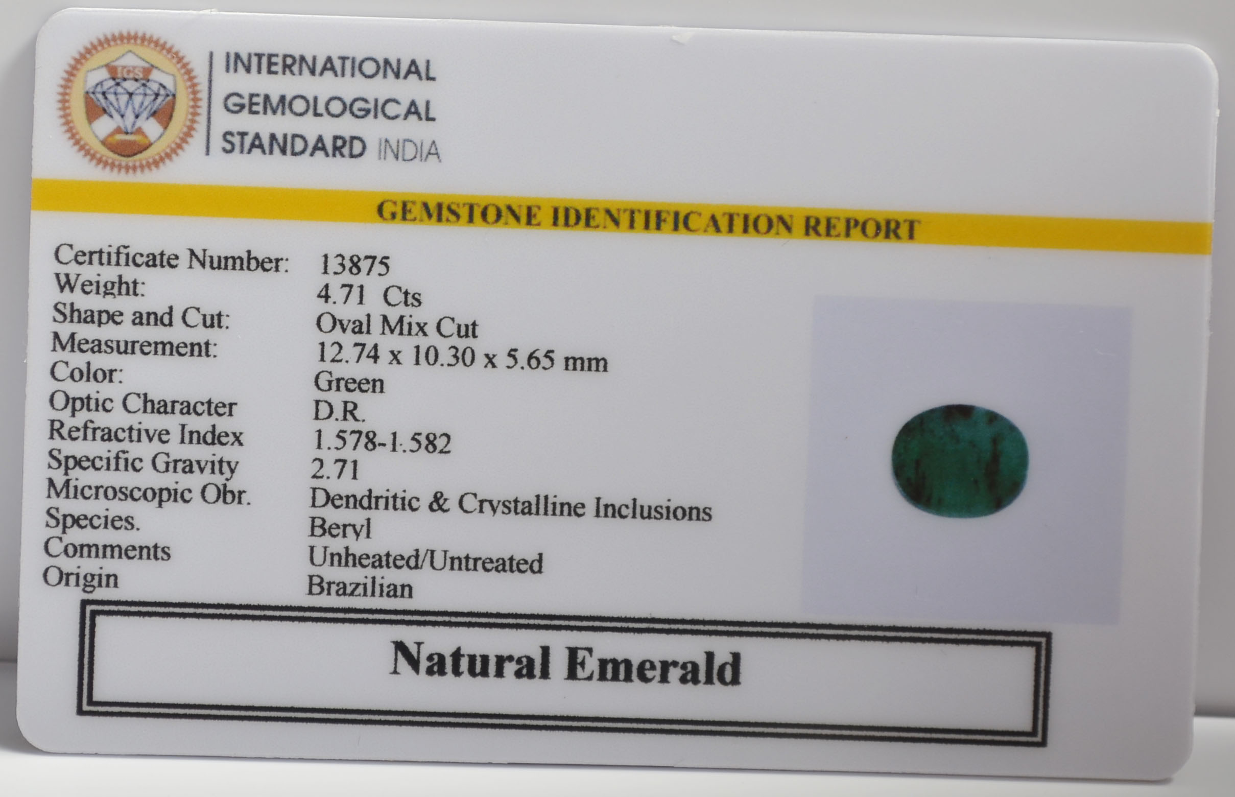 EMERALD 4.71 Ct. 3 EMR23275K 2 EMERALD 4.71 Ct.