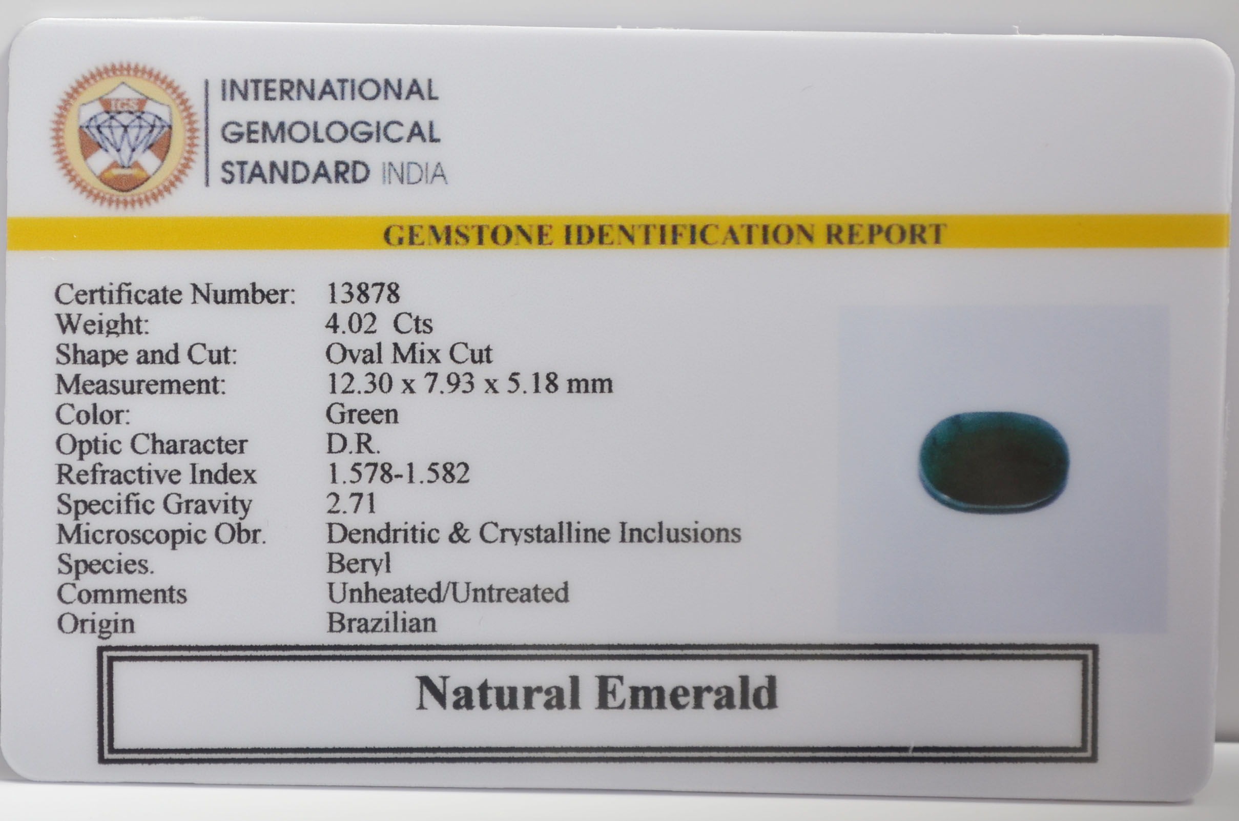 EMERALD 4.02 Ct. 3 EMR23278K 2 EMERALD 4.02 Ct.
