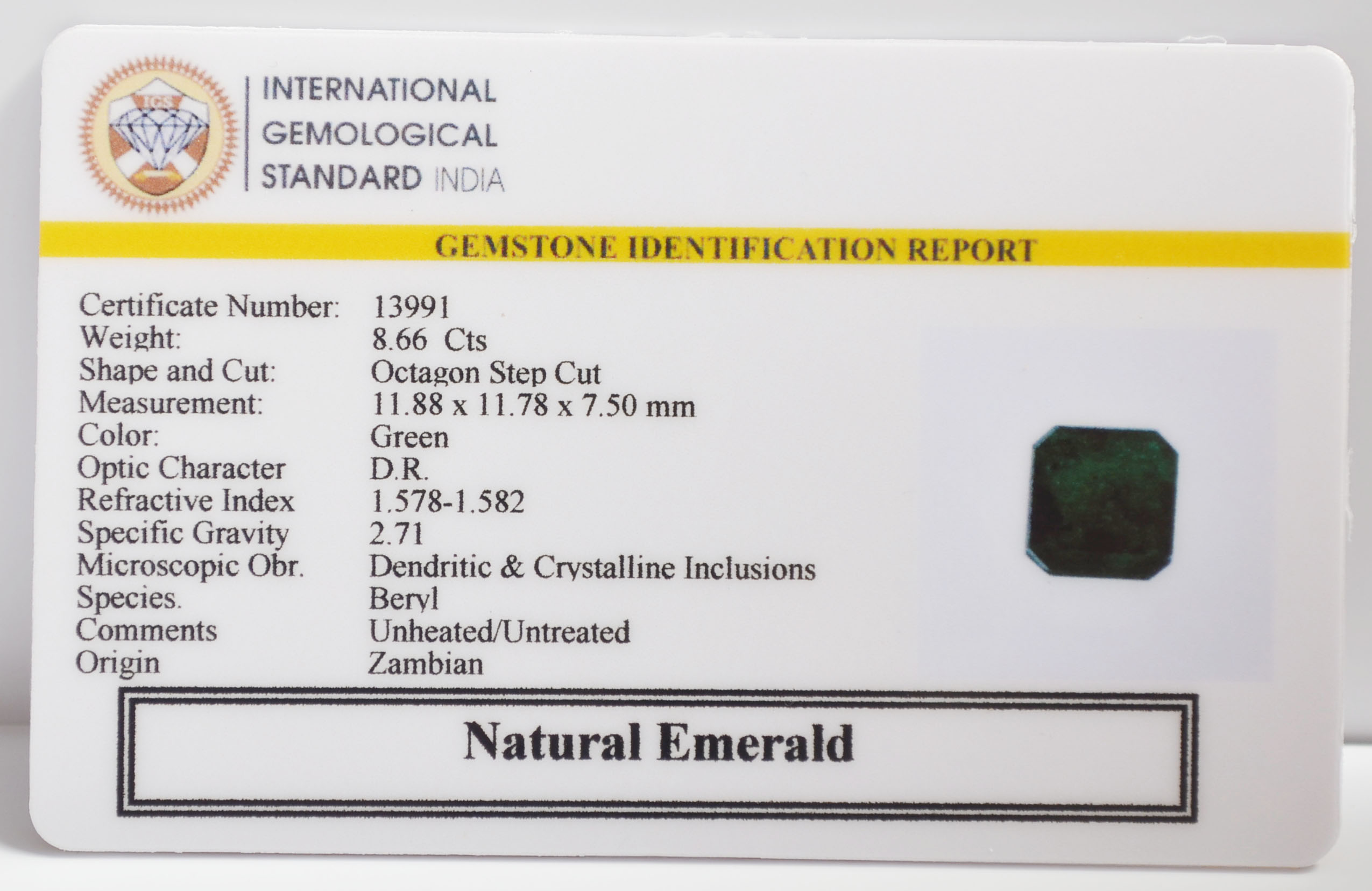 EMERALD 8.66 Ct. 3 EMR23292K 2 EMERALD 8.66 Ct.