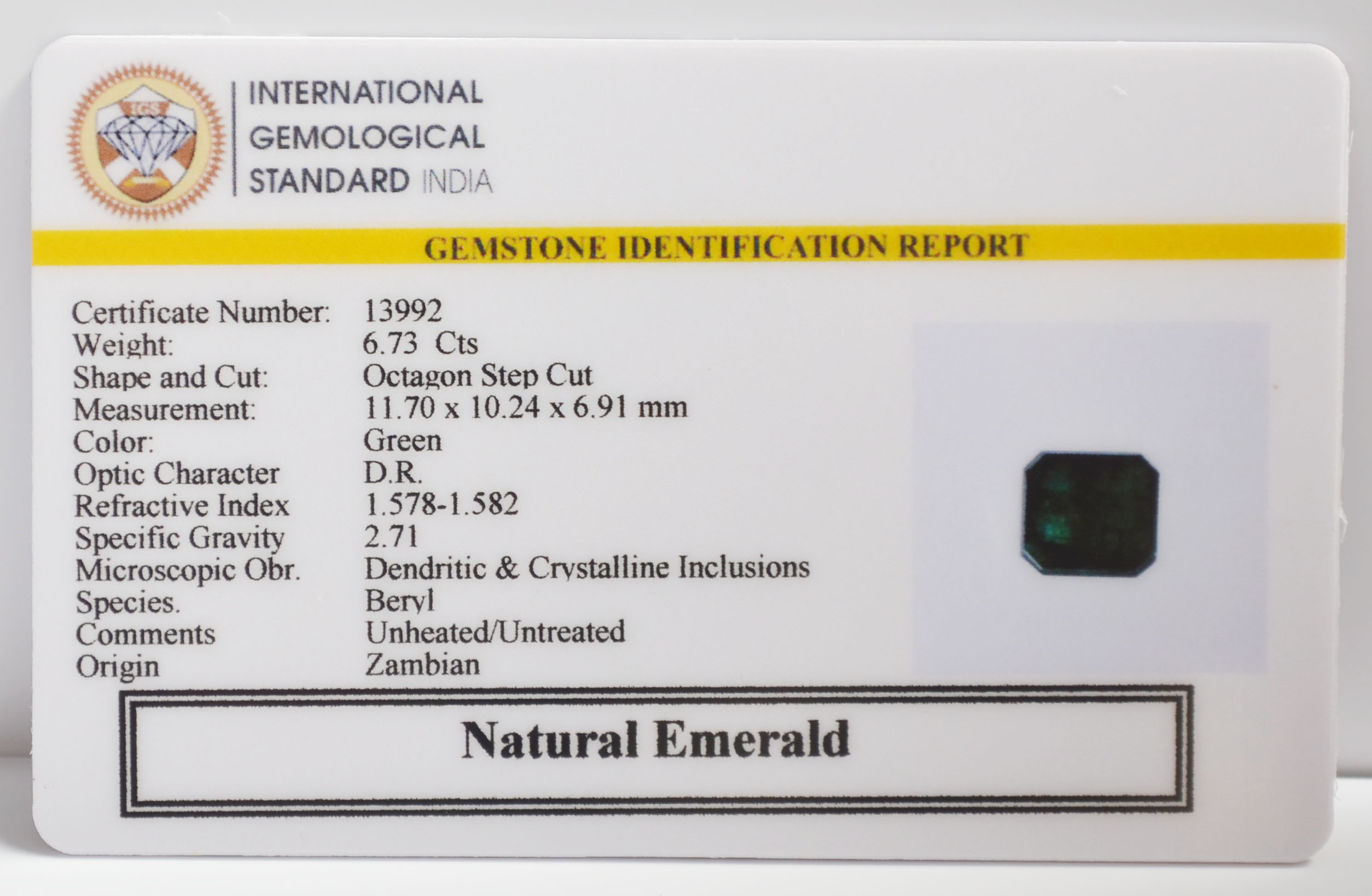EMERALD 6.73 Ct. 3 EMR23293K 2 EMERALD 6.73 Ct.