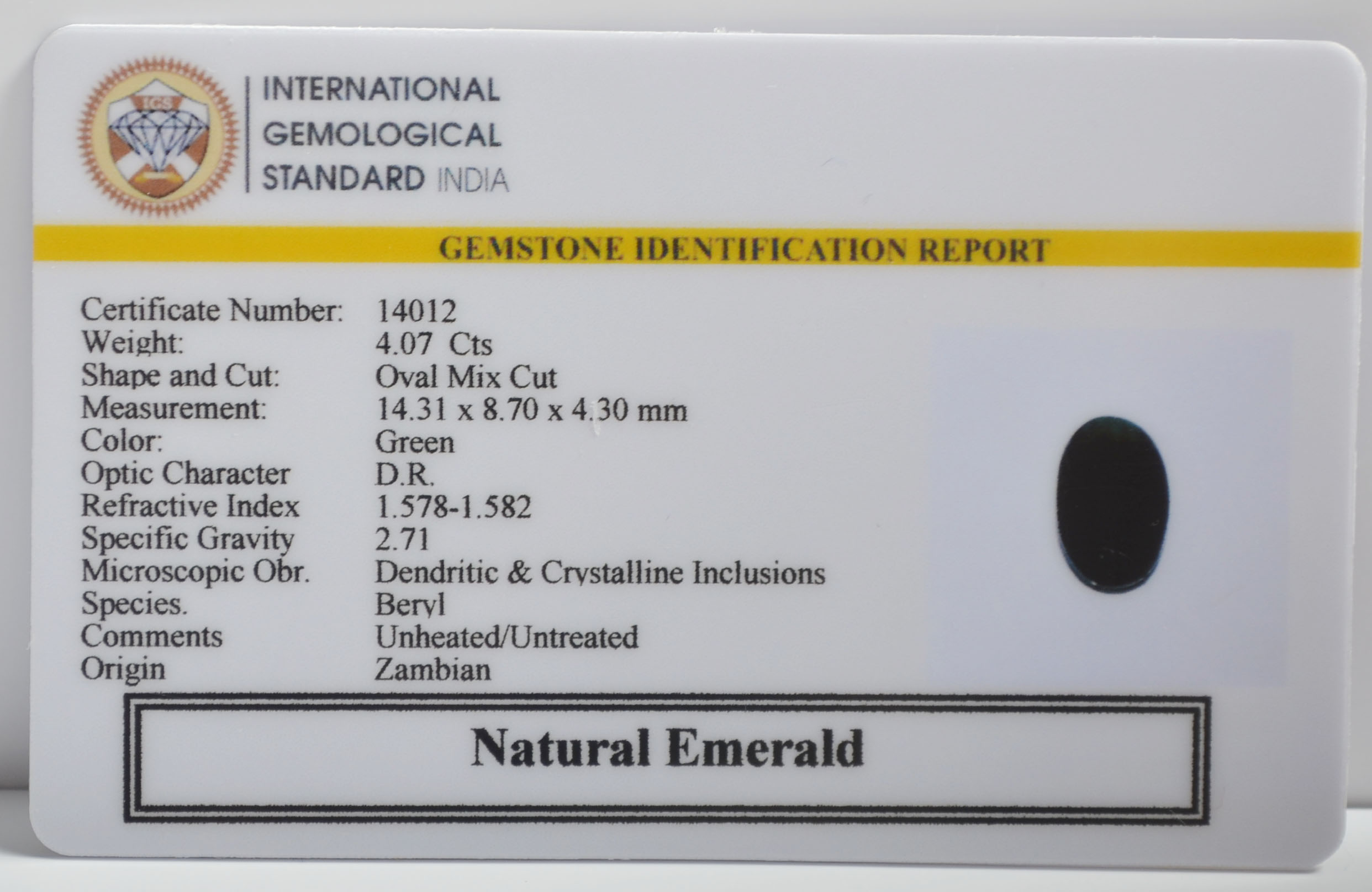 EMERALD 4.07 Ct. 3 EMR23306K 2 EMERALD 4.07 Ct.