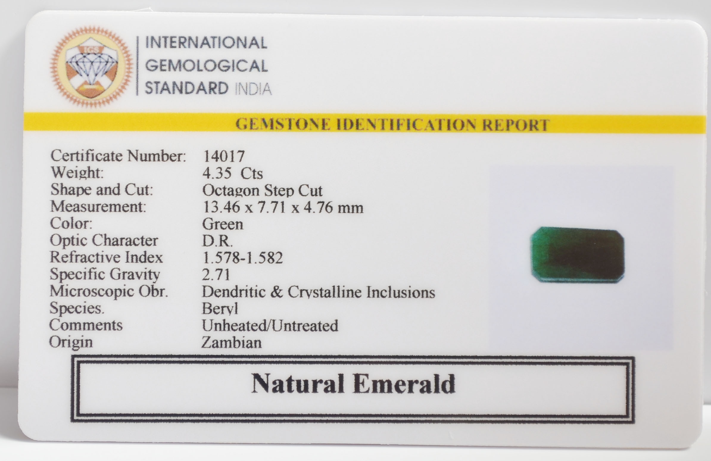 EMERALD 4.35 Ct. 3 EMR23310K 2 EMERALD 4.35 Ct.