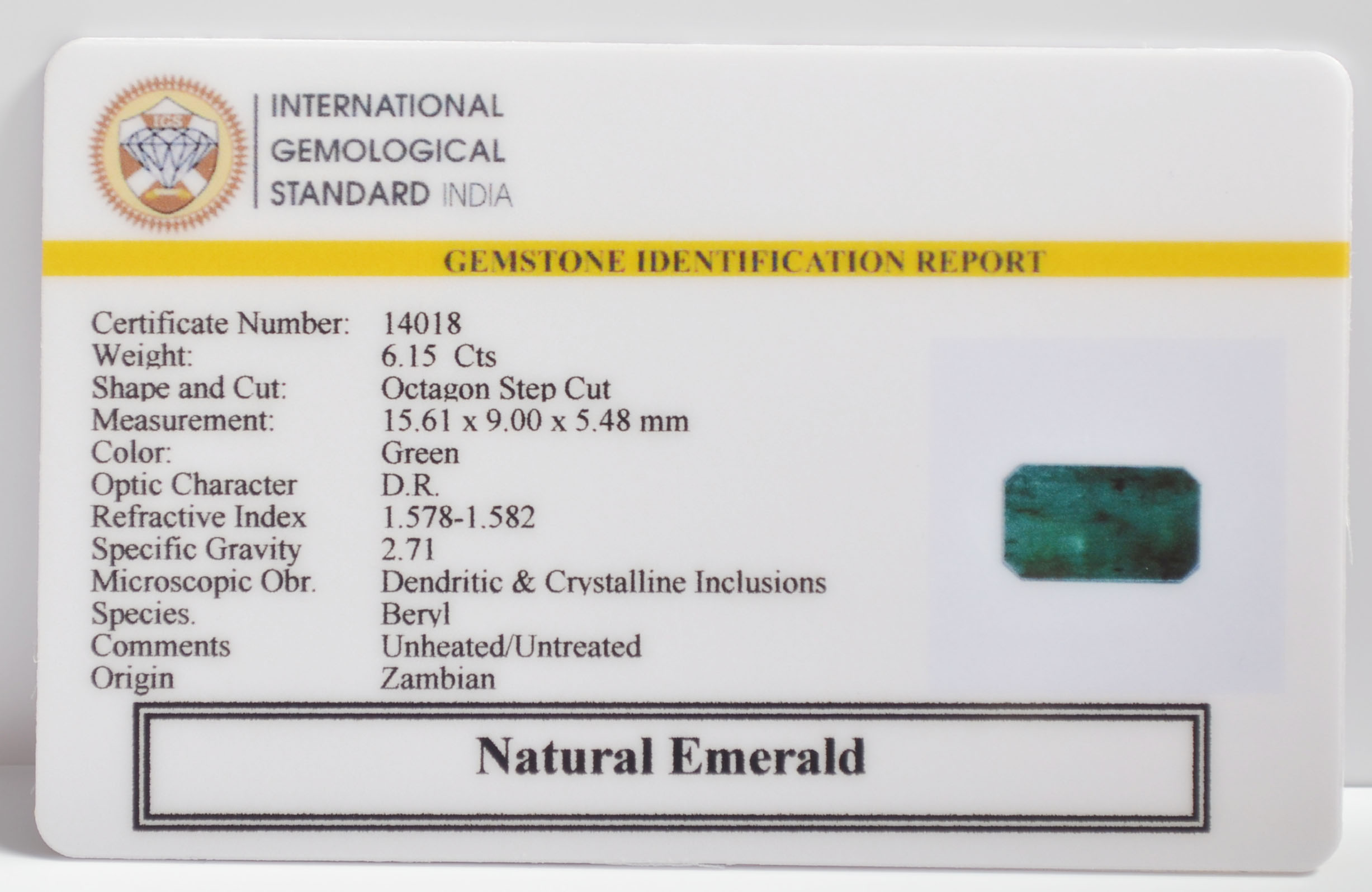EMERALD 6.15 Ct. 3 EMR23311K 2 EMERALD 6.15 Ct.