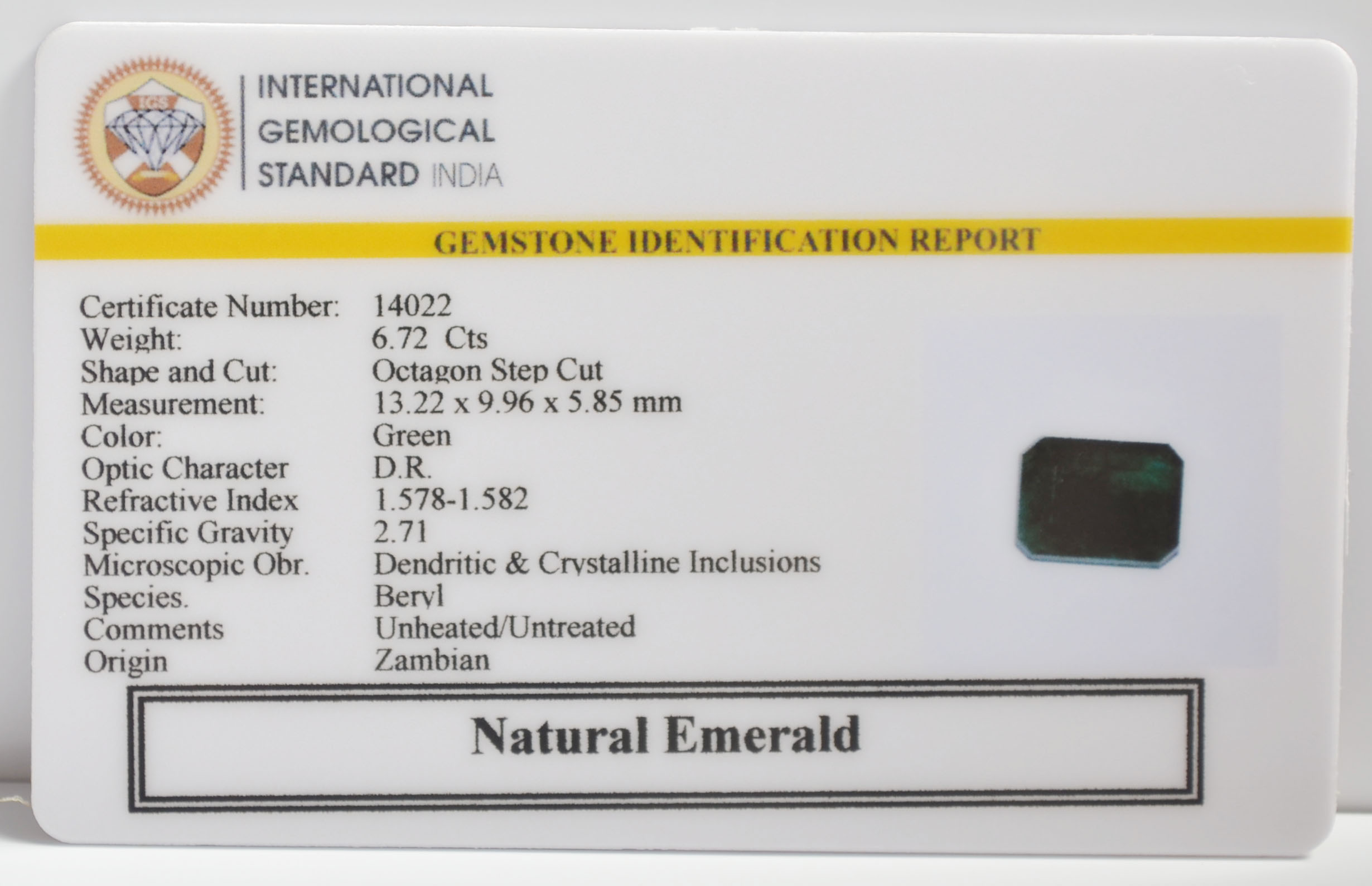 EMERALD 6.72 Ct. 3 EMR23314K 2 EMERALD 6.72 Ct.