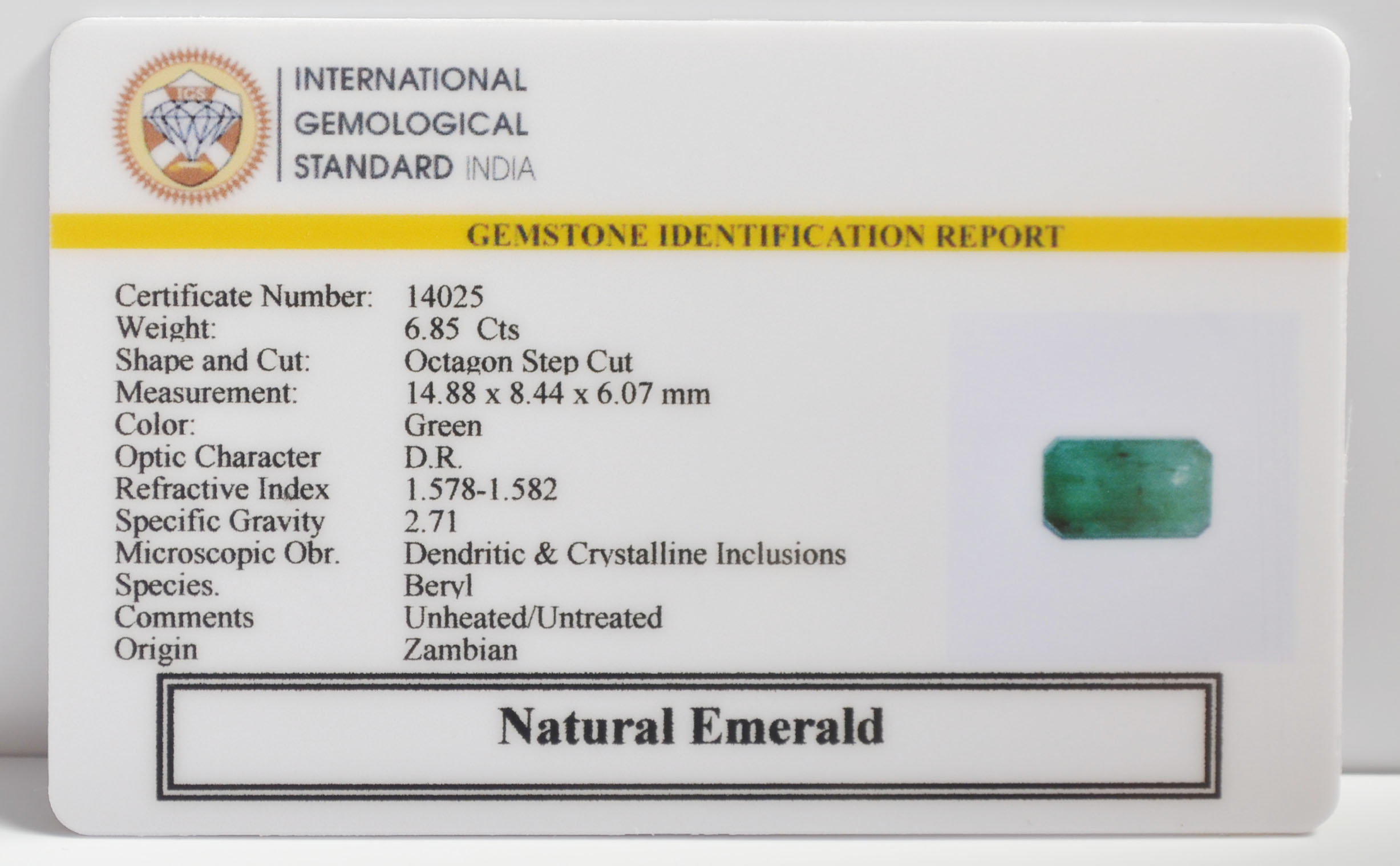 EMERALD 6.85 Ct. 3 EMR23317K 2 EMERALD 6.85 Ct.