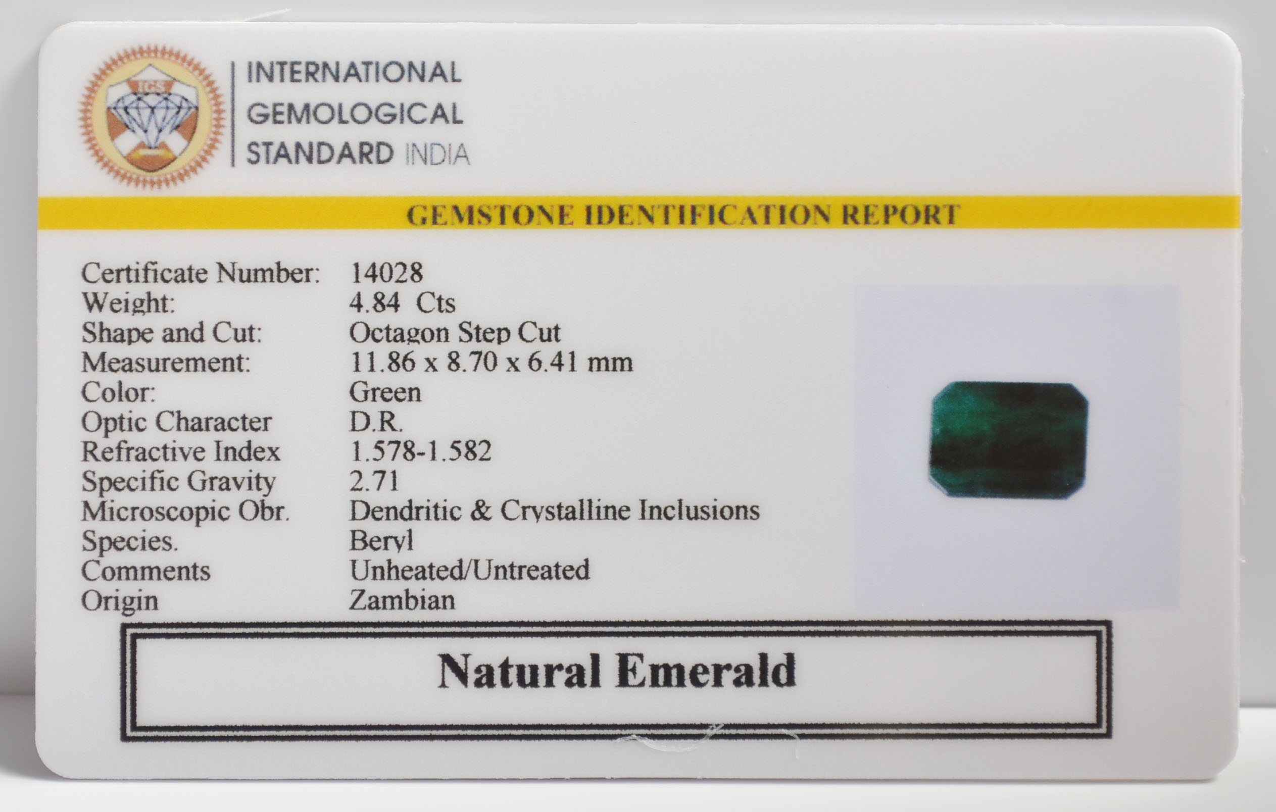 EMERALD 4.84 Ct. 3 EMR23320K 2 EMERALD 4.84 Ct.
