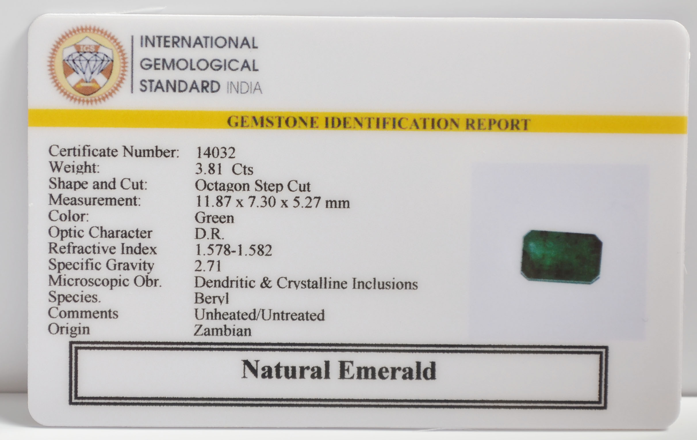 EMERALD 3.81 Ct. 3 EMR23323K 2 EMERALD 3.81 Ct.