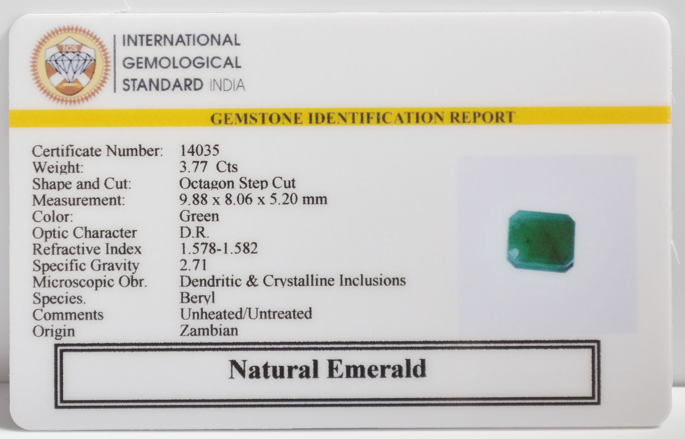 EMR23326K 2 EMERALD 3.77 Ct.