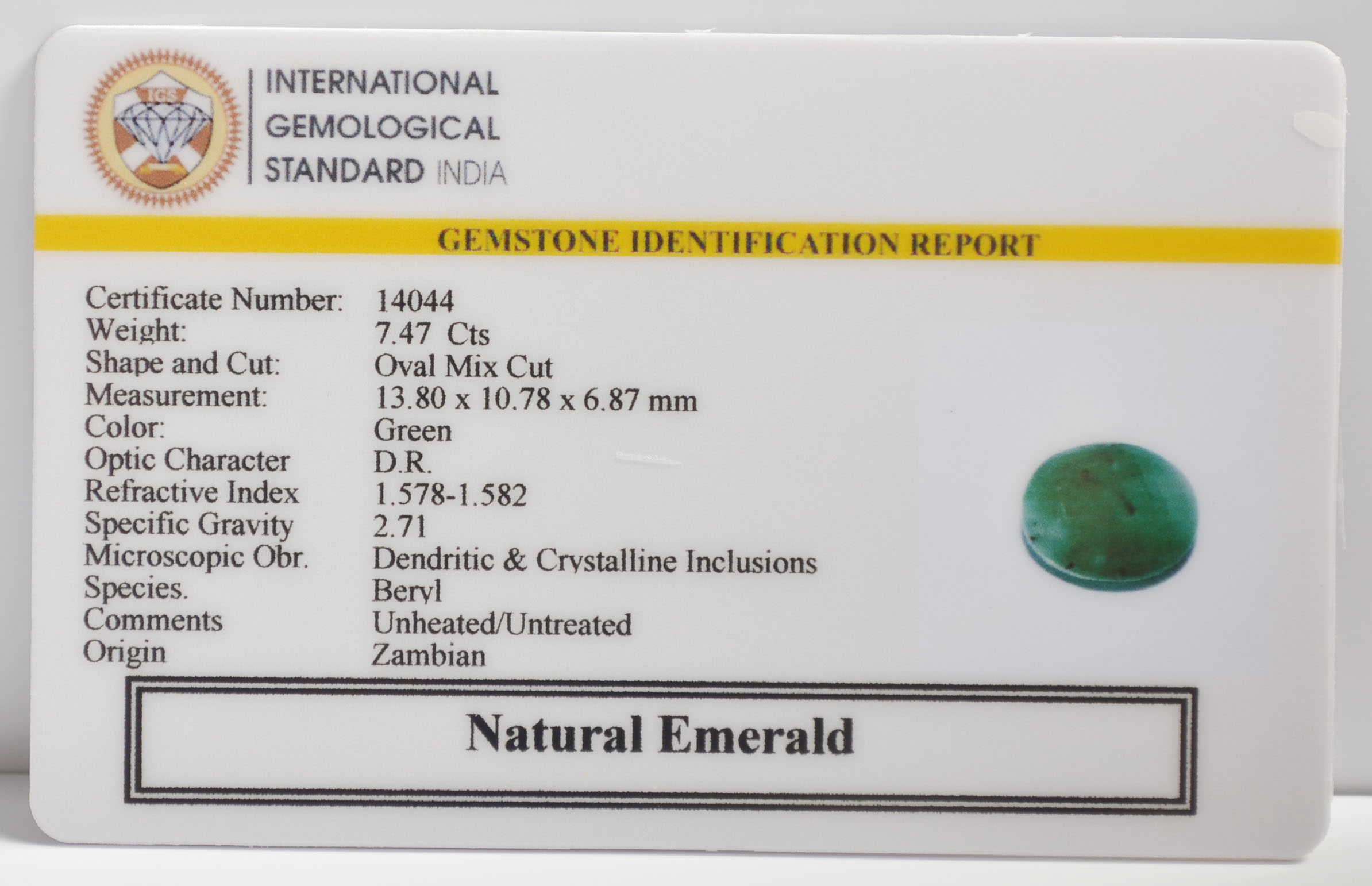 EMERALD 7.47 Ct. 3 EMR23333K 2 EMERALD 7.47 Ct.