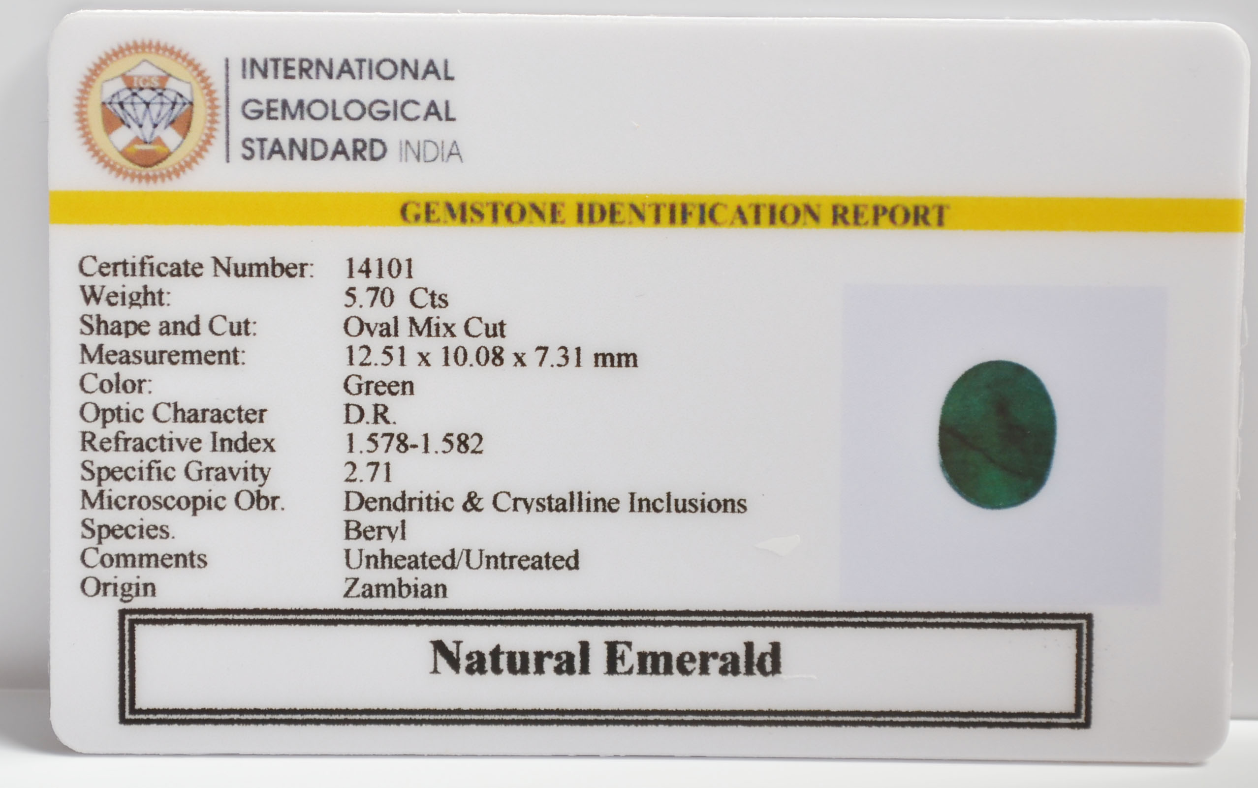 EMERALD 5.7 Ct. 3 EMR23380K 2 EMERALD 5.7 Ct.