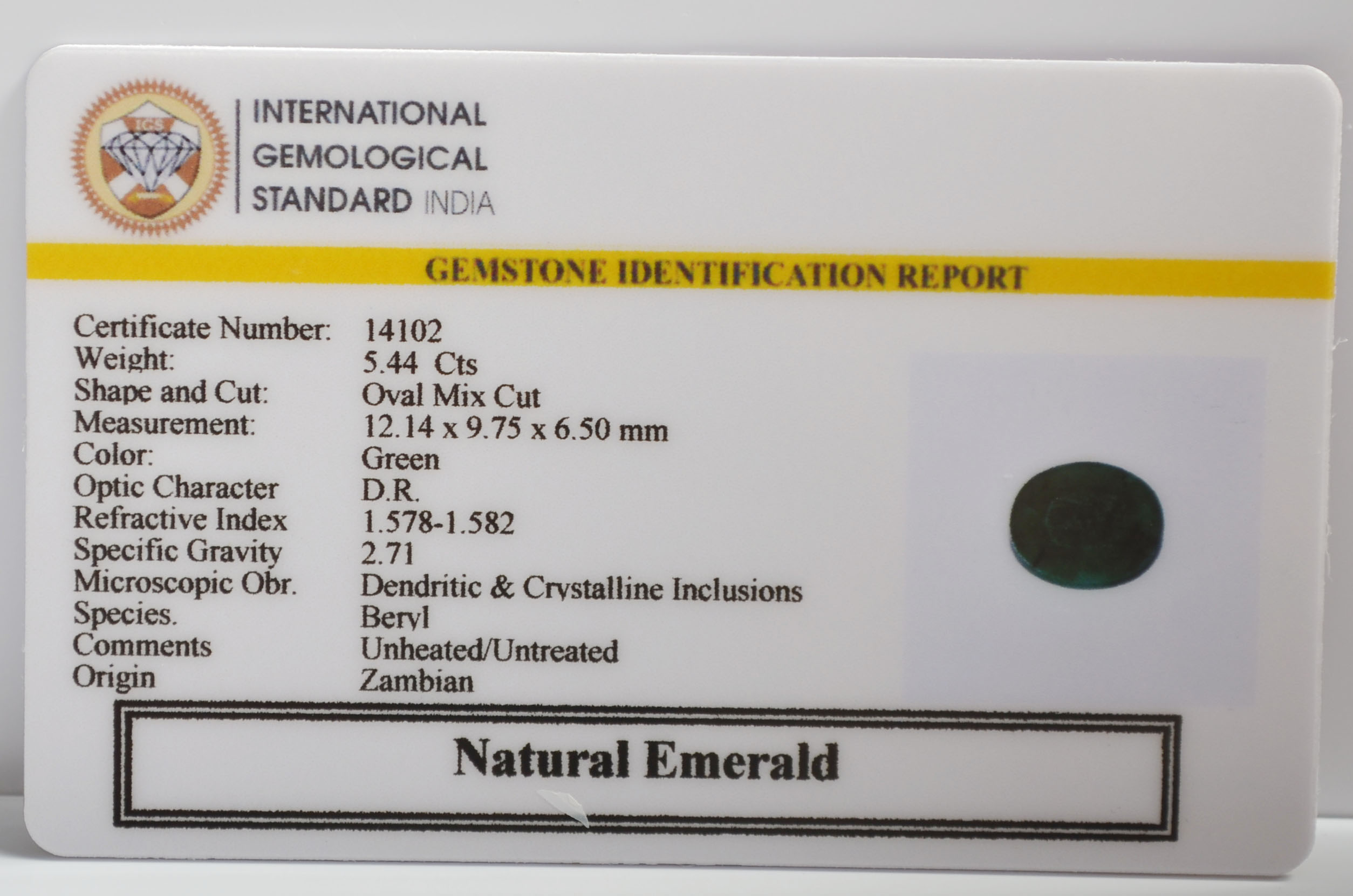 EMERALD 5.44 Ct. 3 EMR23381K 2 EMERALD 5.44 Ct.