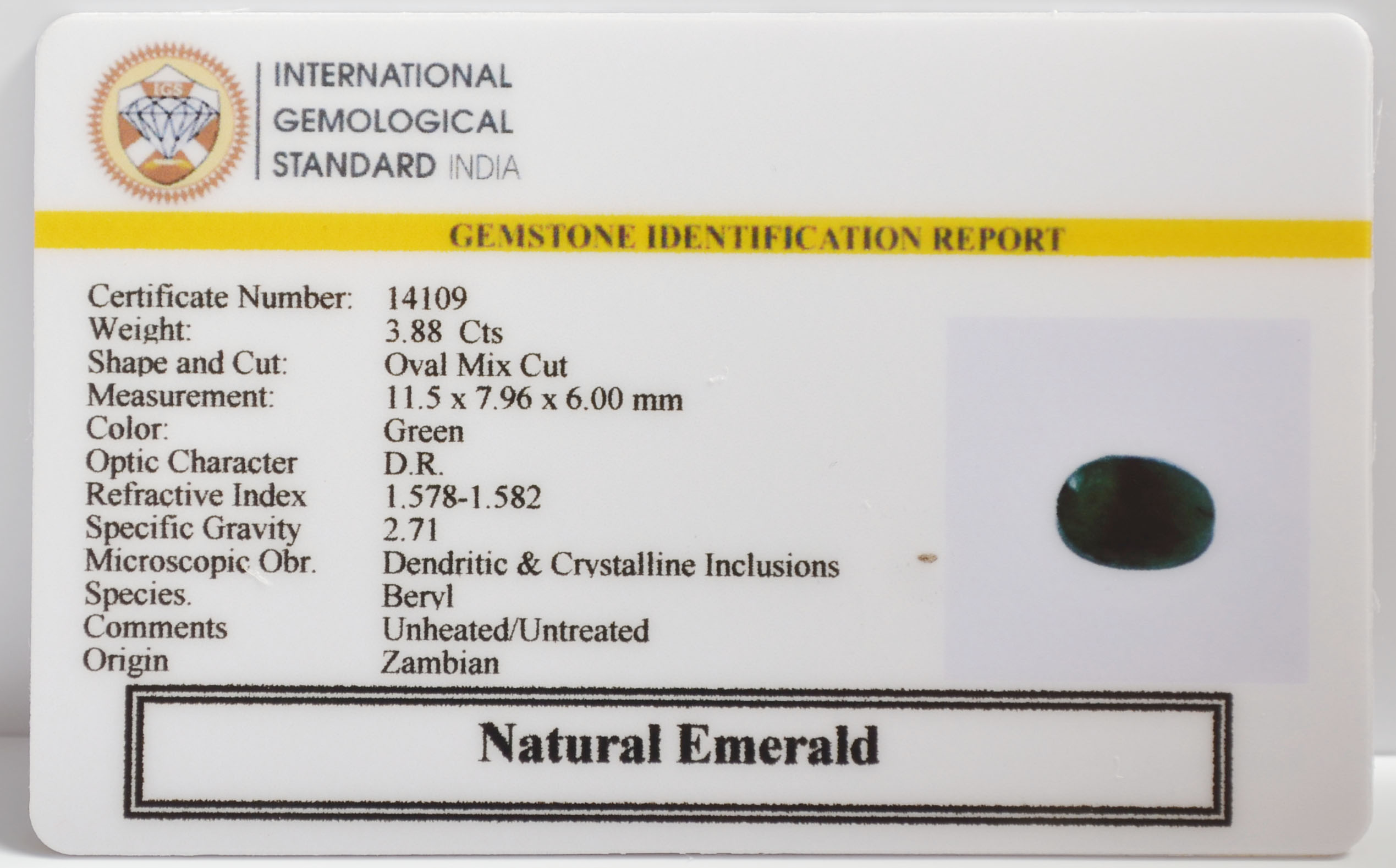 EMERALD 3.88 Ct. 3 EMR23388K 2 EMERALD 3.88 Ct.
